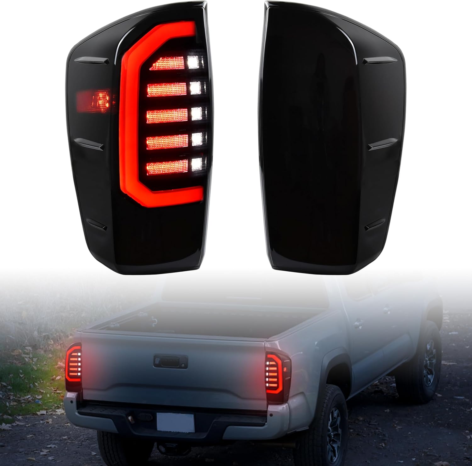 LED Tail Lights for 2016-2023 Toyota Tacoma Accessories, New Upgrade Full LED Smoked Lens Brake Reverse Parking Lights for Toyota Tacoma 16-23(2PC, Passenger & Driver Side)