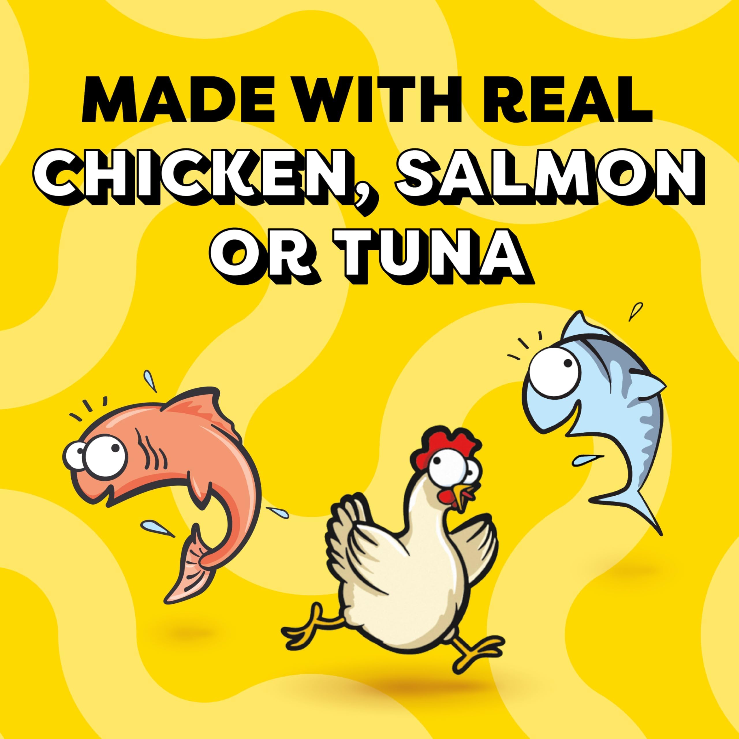 Temptations Creamy Puree Squeezable Lickable Wet Cat Treat with Chicken, Salmon, and Tuna Variety Pack, 0.42 oz. Tubes, 24 Count, Pack of 3 (72 Total)