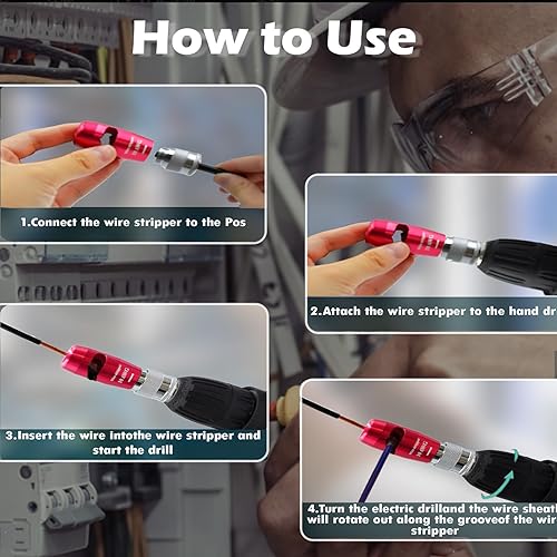 Miniatura 5 de Pelacables para taladro, herramienta profesional para taladro, tornado de tuerca de alambre para taladro, herramienta de pelado y torsión de cables