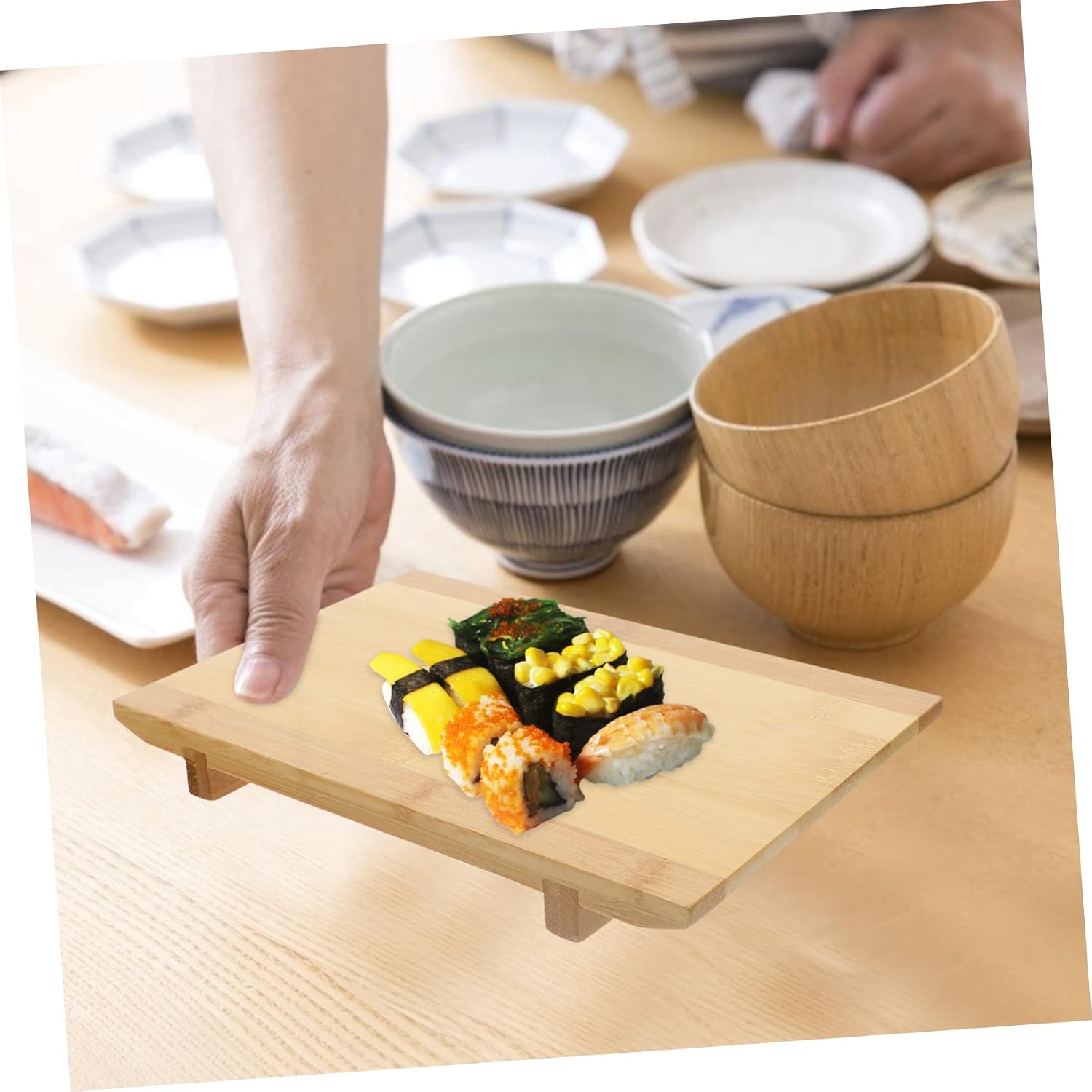 Garneck Creative Japanese Sushi Tray Medium Sashimi Dish for Home Restaurant Food Display Serving Platter for Sushi Presentation