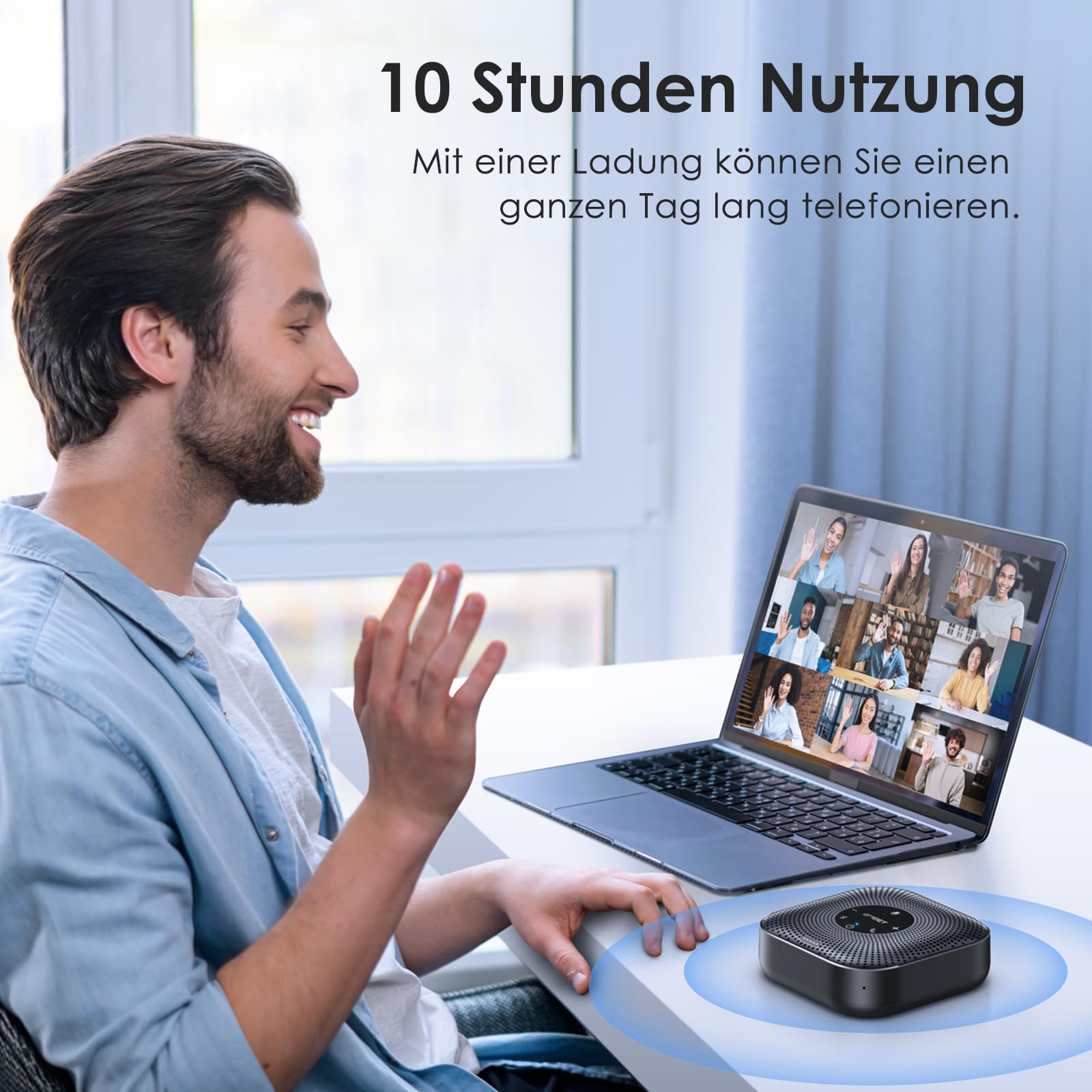 EMEET Konferenzlautsprecher M0 Plus,4 AI Mikrofon Arrays für 360° Raumabdeckung,PC Freisprecheinrichtung für 8-16 Personen,Rauschunterdrückung,Plug & Play, für Teams, VoIP-Kommunikation PC usw.