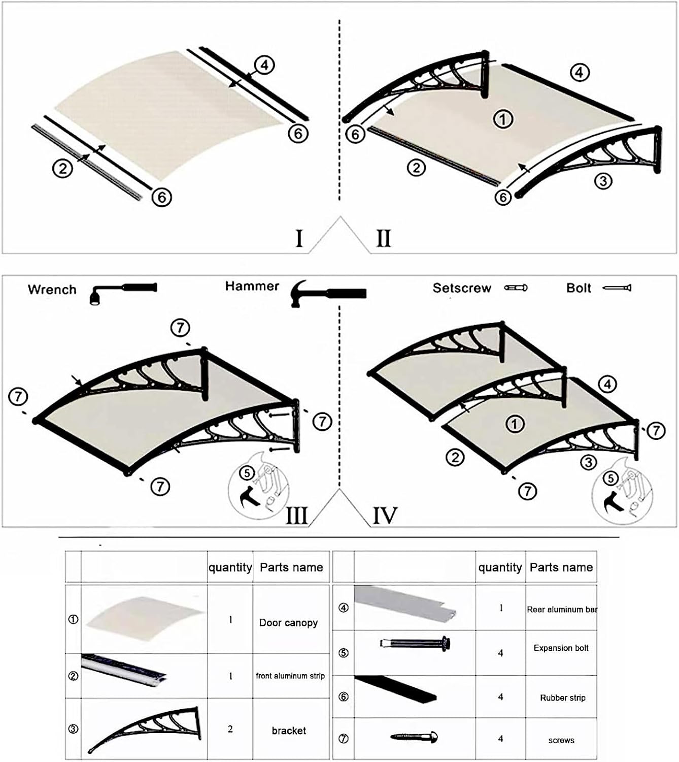 ZAIHW Metal Awning 39x55 in/100x140 cm, Window Awnings & Canopies with Plastic Steel Bracket Kit, White Bracket Brown Panel Awning for Door Entrance, Window Awnings Exterior, Gazebo Awnings
