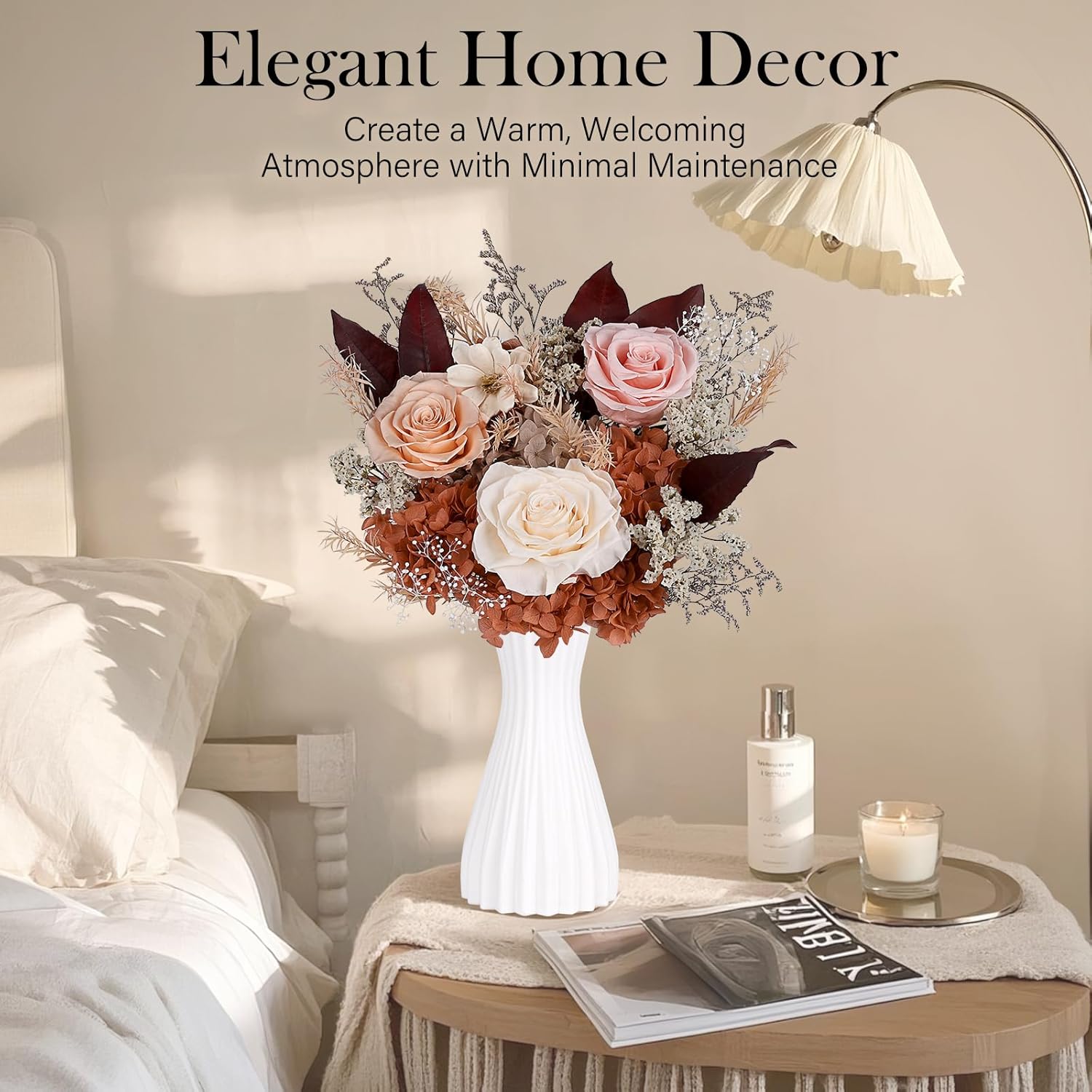 Preserved Bouquet of Flowers - Forever Flowers for Delivery, Real Eternal Roses, Anniversary Birthday Valentine Gifts for Women Mom Grandma Her Wife Girlfriend, Champagne - Image 4