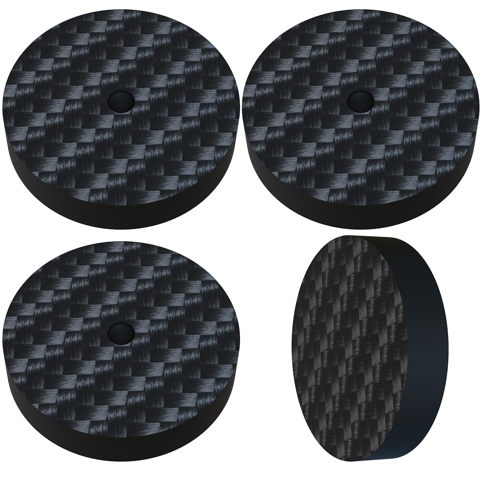 Monosaudio 4 Stück HiFi Lautsprecher Spike Pads 25×5mm CF255 Kohlefaser Isolationsfüße Vibrationsdämpfer für Verstärker Subwoofer Plattenspieler Schwarz