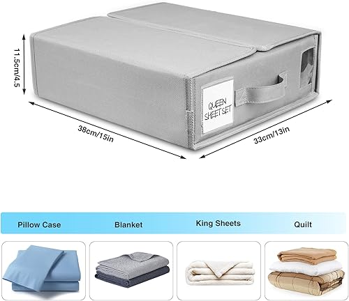 Miniatura 5 de BIKTIC SheetCube Bed Sheet Organizers and Storage,4 Pack Sheet Folder Organizer (Queen or King Size), Linen Closet Organizer for Bedding