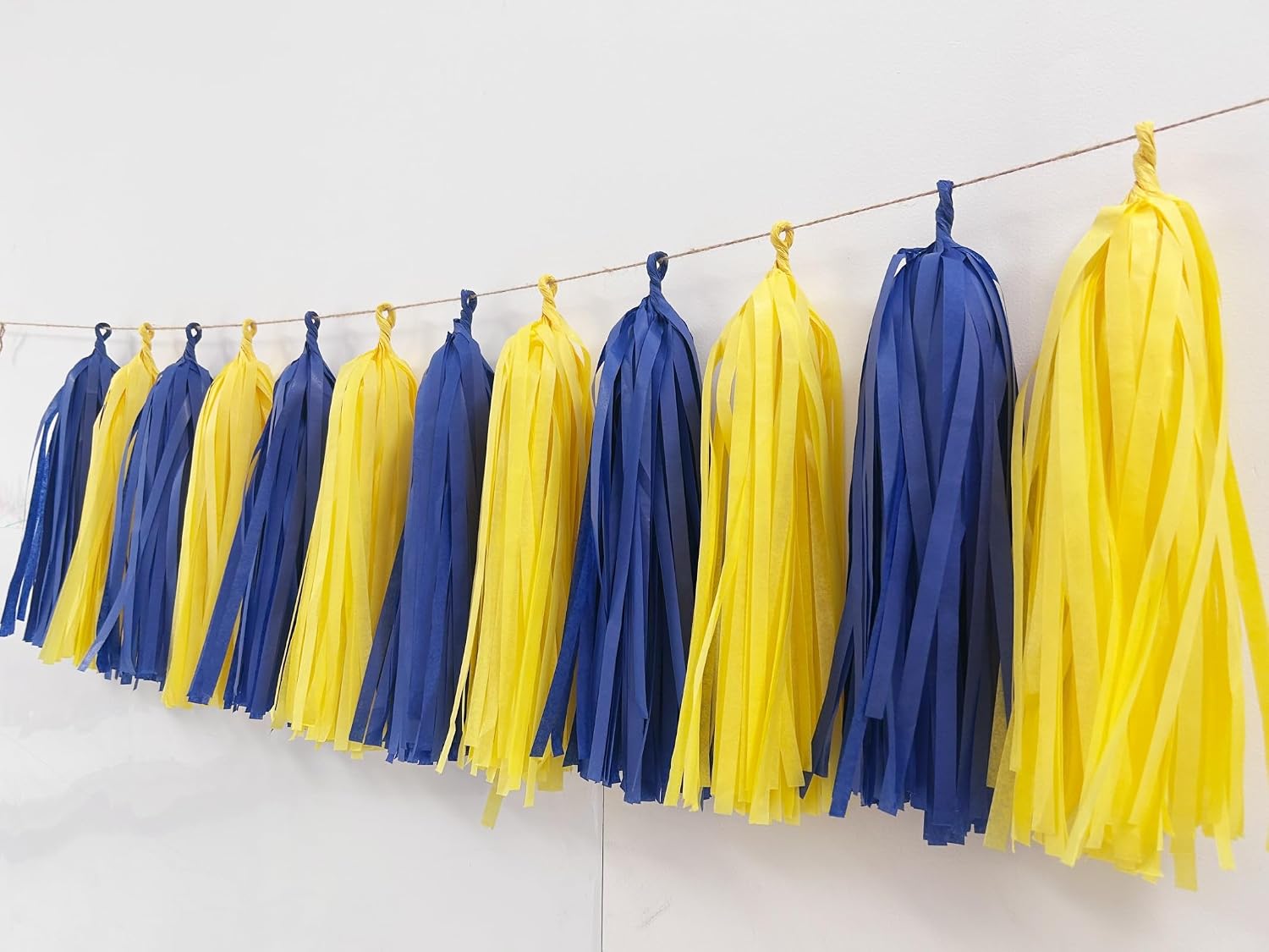 20PCS Royal Blue and Yellow Tissue Paper Tassels Blue Yellow Party Decorations, DIY Kits
