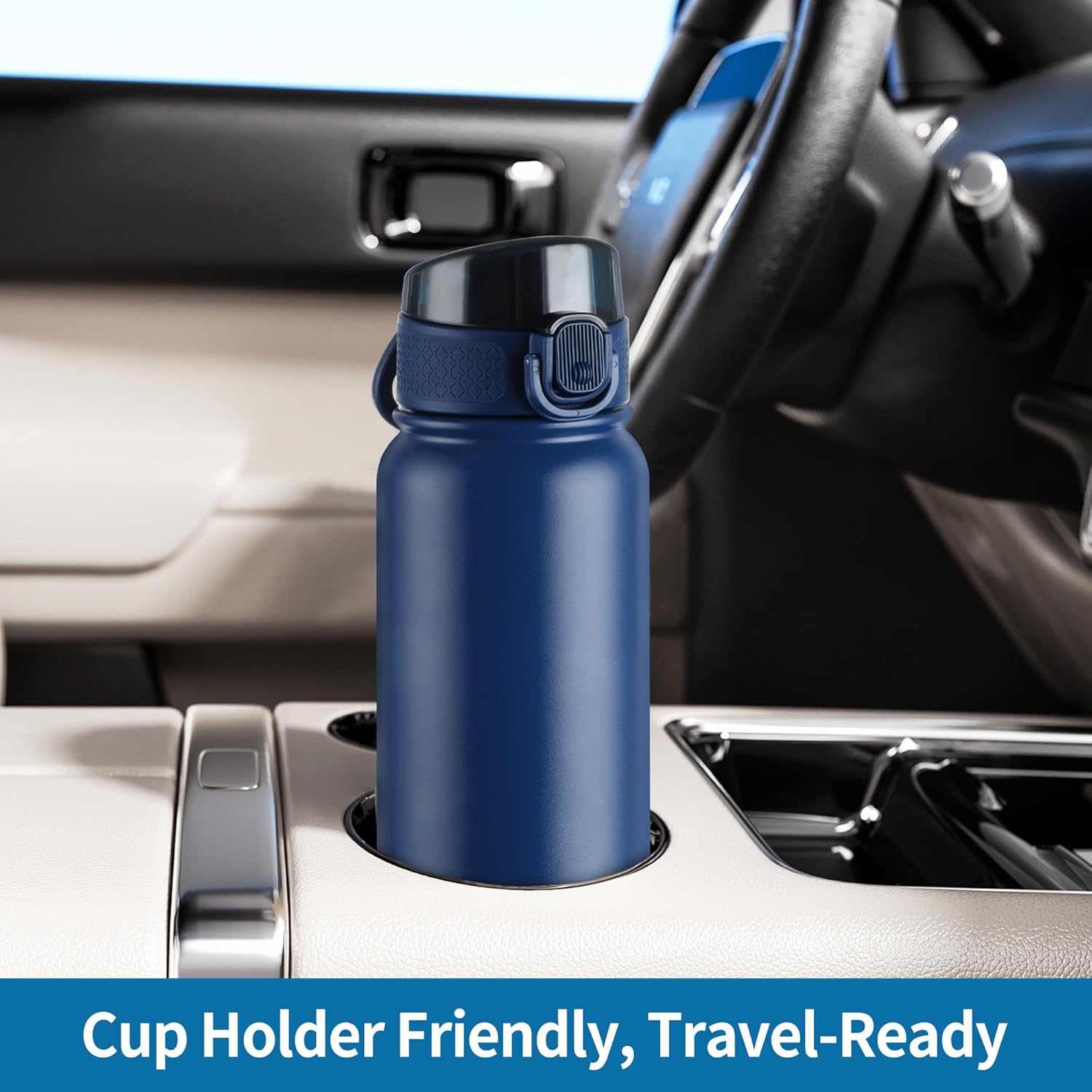 GOPPUS Insulated Water Bottle 20oz Stainless Steel BPA-Free Sports Bottle Ideal for School and Travel Silicone Spout Lid Prevents Leaks, Sweat, and Dust (dark blue) - Image 8