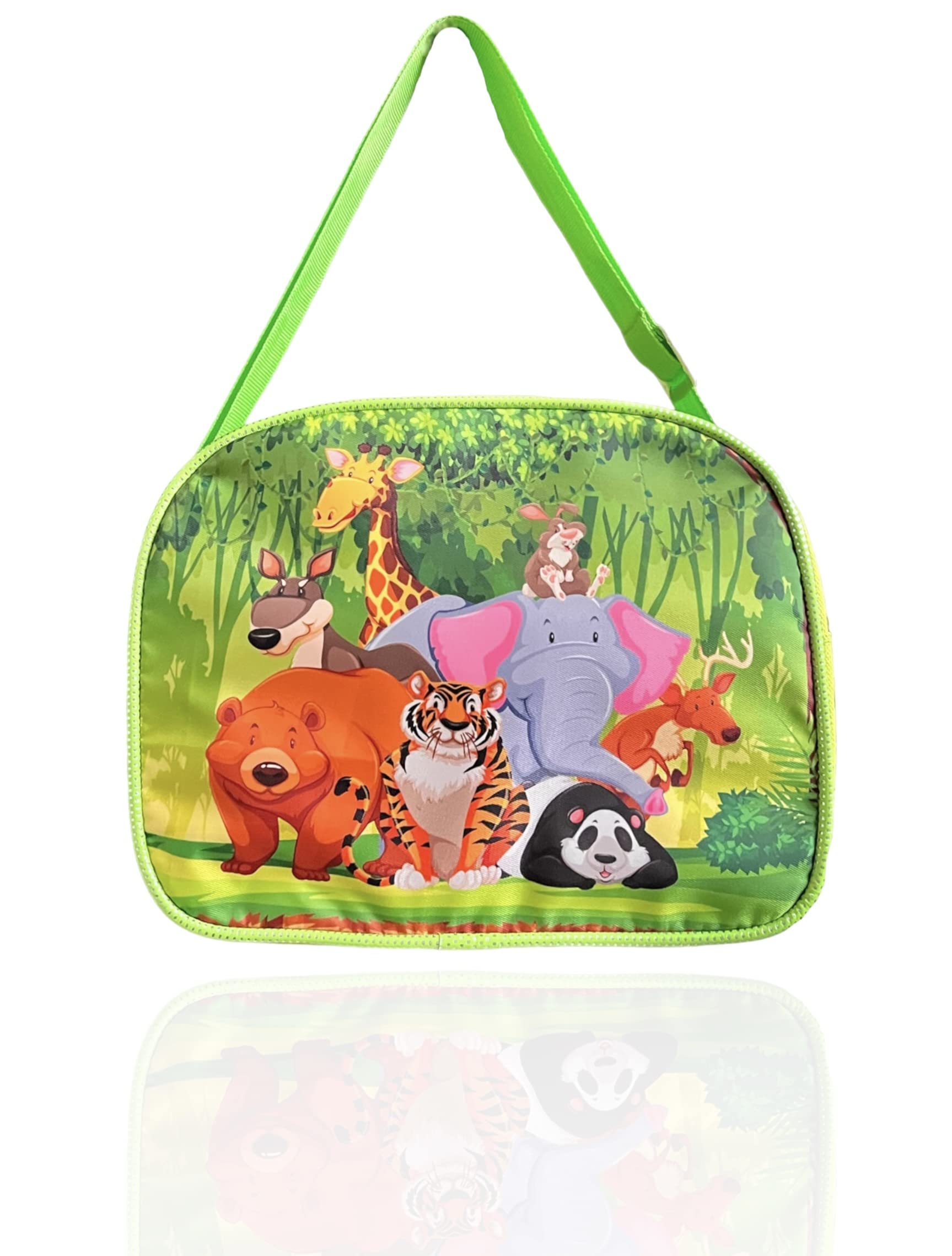 le delite Waterproof Side Sling Bag for Kids Age 1-10 Years, Picnic Bag Kids Purse Diaper Bag,Tuition Handbag, Swimming Bag- Multipurpose Sling Bag, Lunch Box Tiffen Handbag (Animal Jungle)-picture-43