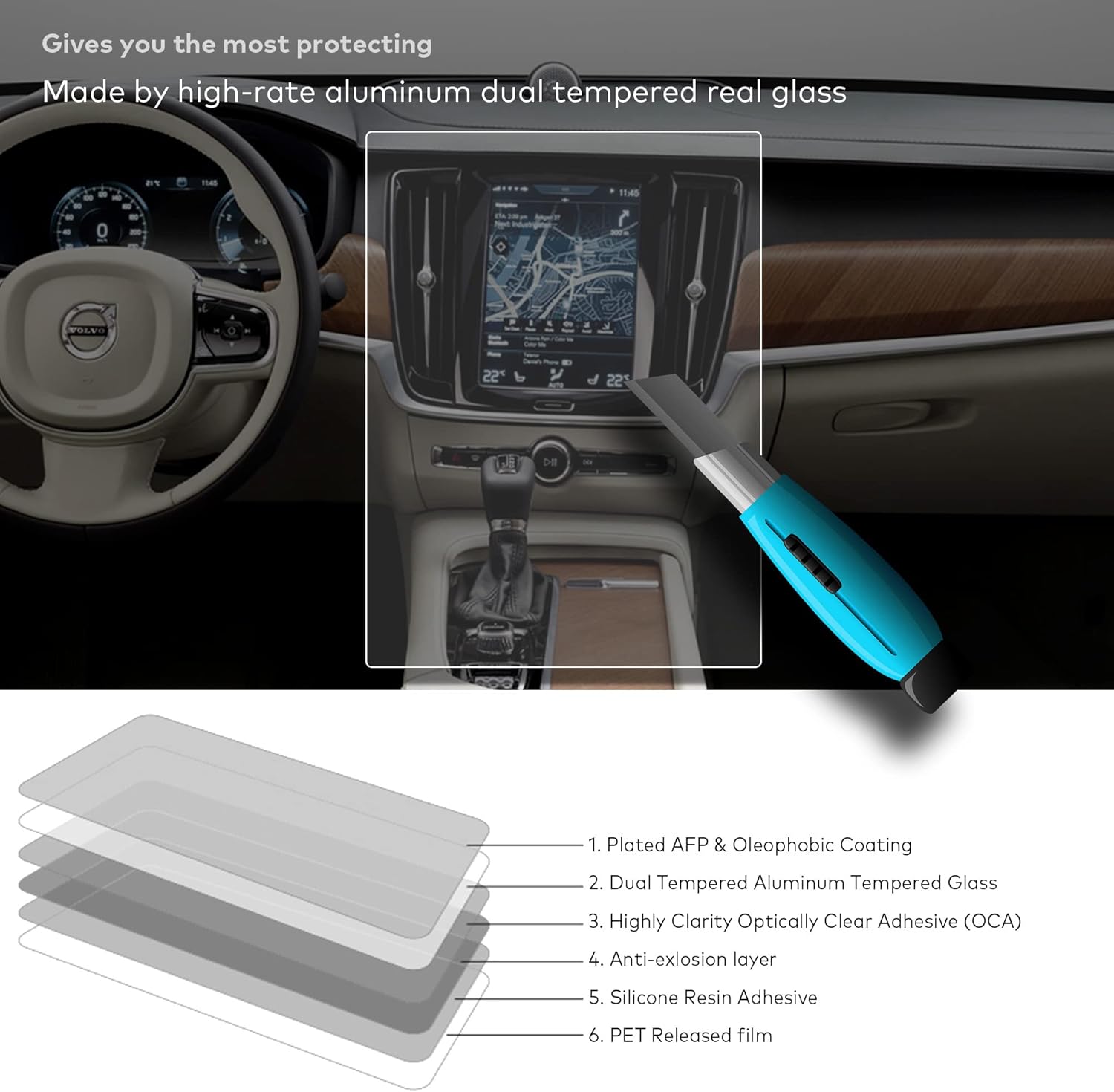 innosure tempered glass screen protector designed for volvo xc40 xc60 xc90 2021 2023 s60 s90 2018 2023 v602019 2023 8 7 inch dashboard t