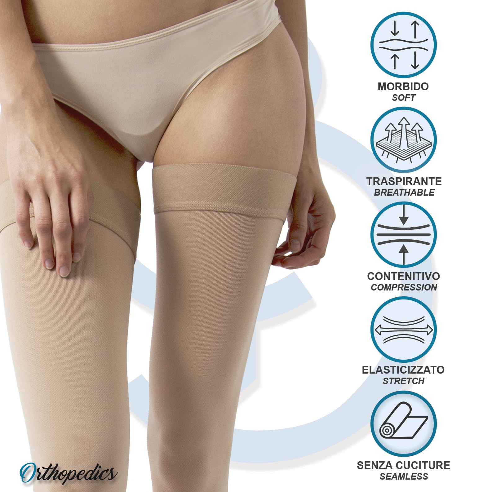 Beman 407A - Autoreggenti Medicali K1 Classe 1, Compressione Graduata 15-21 mmHg, Punta Aperta Unisex, Tallone Rinforzato e Cuciture Piatte, Elastici Resistenti