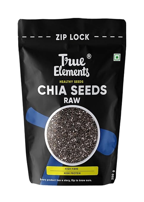 True Elements Chia Seeds 250g - Non-GMO Seeds | Rich in Omega -3 & Fibre | Healthy Snacks for Weight loss management