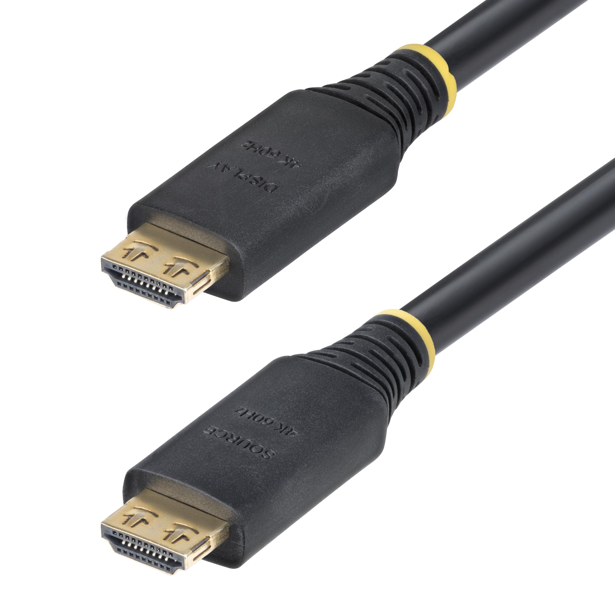 StarTech Cable HDMI Activo 15m con Conectores de Agarre - 4K 60Hz UHD | Conectores chapados en oro, Cubierta de TPE conforme con RoHS, Blindaje trenzado, Hasta 18Gbps