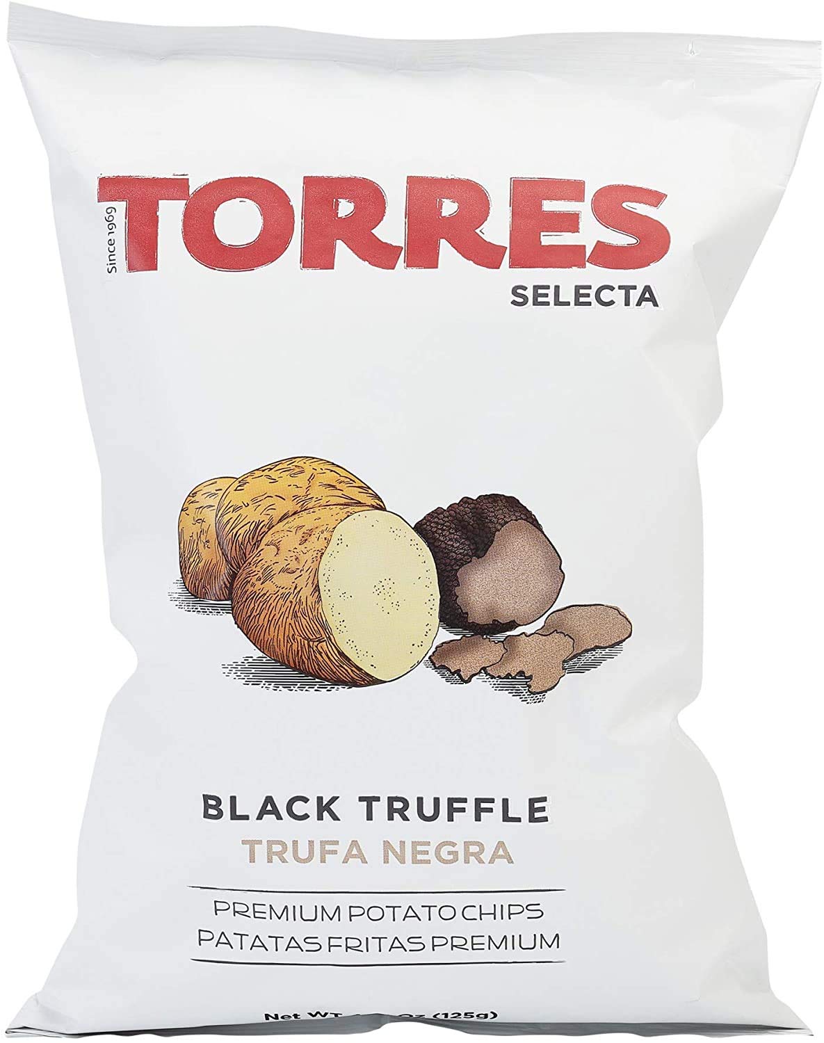 Torre s Patatine al tartufo | Gusto impareggiabile con texture traslucida | Perfettamente croccante | Senza glutine | Made in Catalunya, Spagna nord-orientale | 125g (confezione da 4)