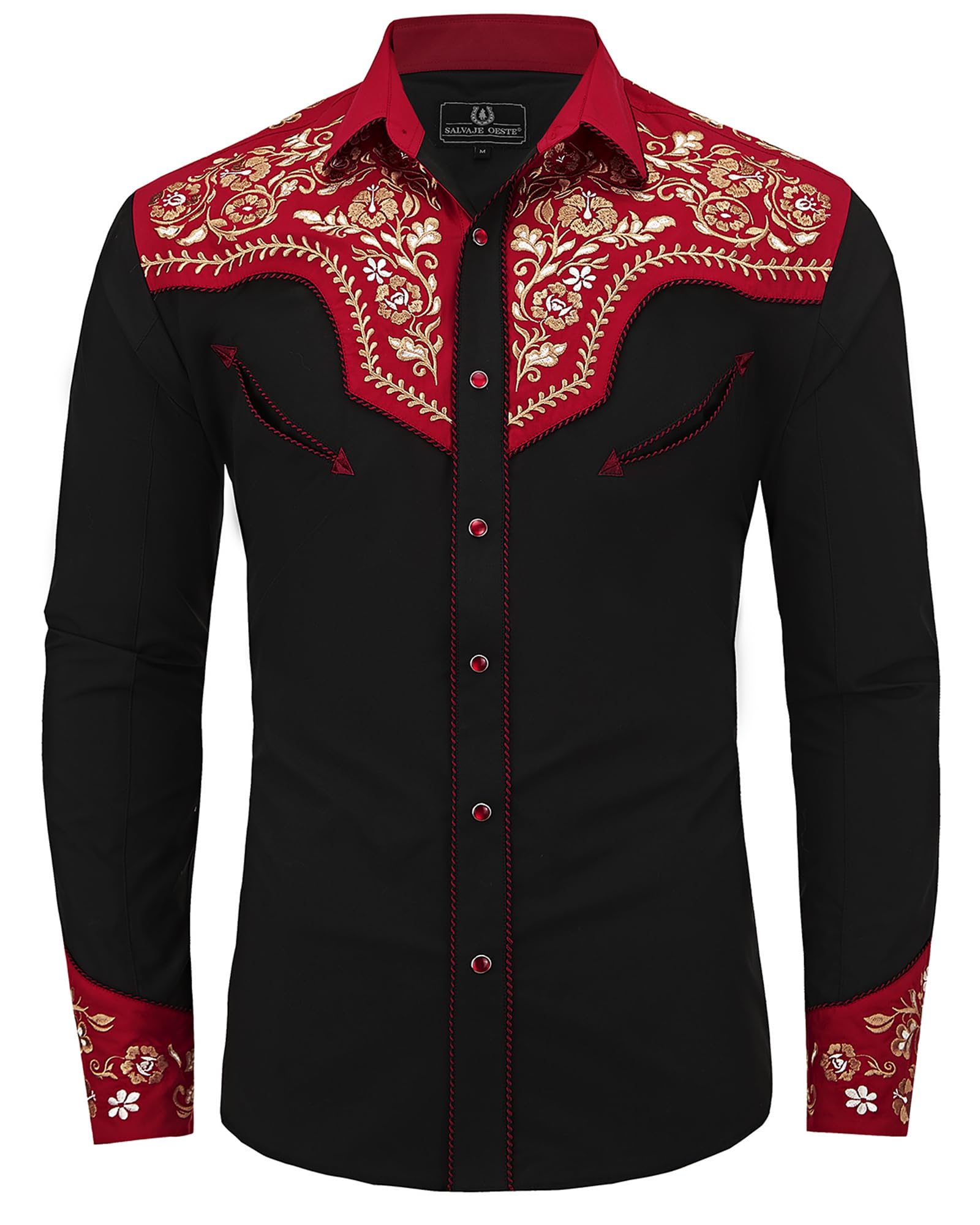 SALVAJE OESTE Floral Embroidered Cowboy Shirt