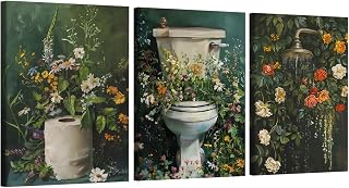 GOUOYANA Bathroom Diamond Art Kits for Adults 3Pcs,Flowers Diamond Painting