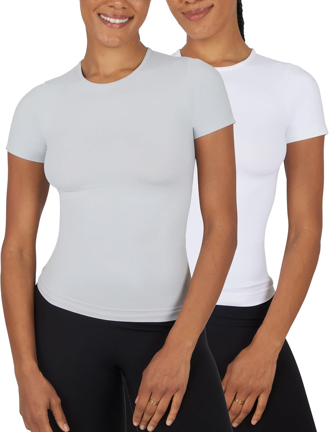 Yogalicious Basic Short Sleeve T-Shirt 2 Pack Soft Slim Fit Gym Shirt for Women