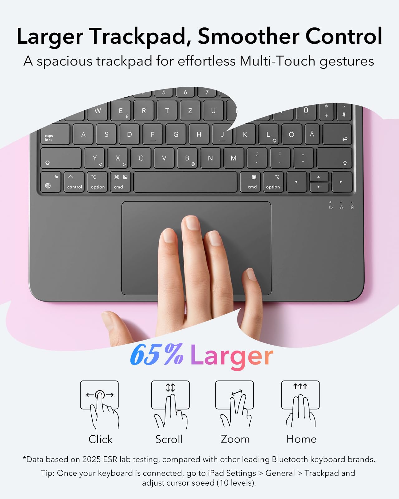 ESR Funda con teclado para iPad Air 11" (M4/M3/M2) & 5./4. Gen Flex, carcasa flexible con teclado ultraligero magnético extraíble con modos de escritura y visualización, gran trackpad de precisión