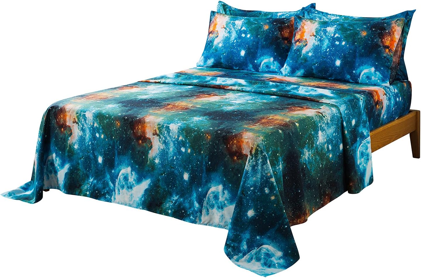 Cliab Galaxy Bedding for Kids Boys Girls Twin Size Outer Space Duvet Cover Set 5 Pieces(Fitted Sheet Included)