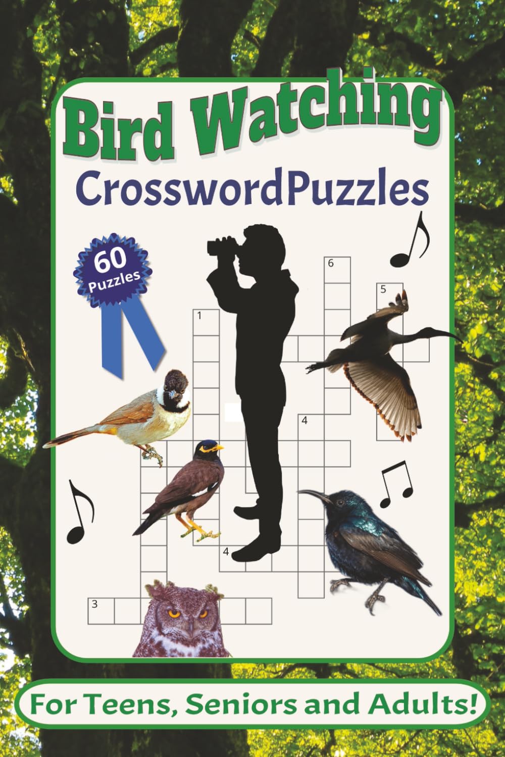 Bird Watching Crossword Puzzles: Fun, Educational Puzzles with Facts on Bird Species, Songs and Habitats | 6x9 inches, 60 puzzles with solutions | Relaxing Gift for Bird Lovers