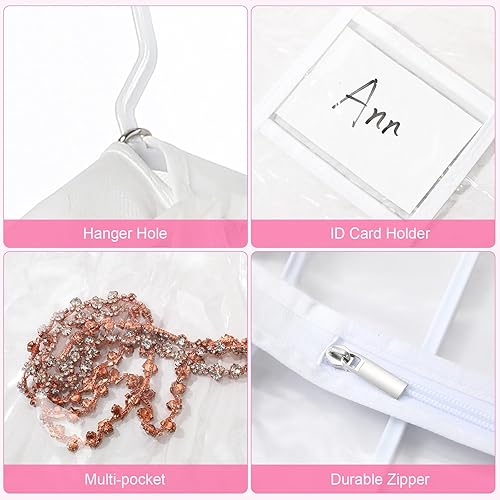 Vista 19 de Paterr 10 piezas de 50 pulgadas transparente para disfraces de baile, bolsa de ropa de plástico para competiciones de baile, con cremallera