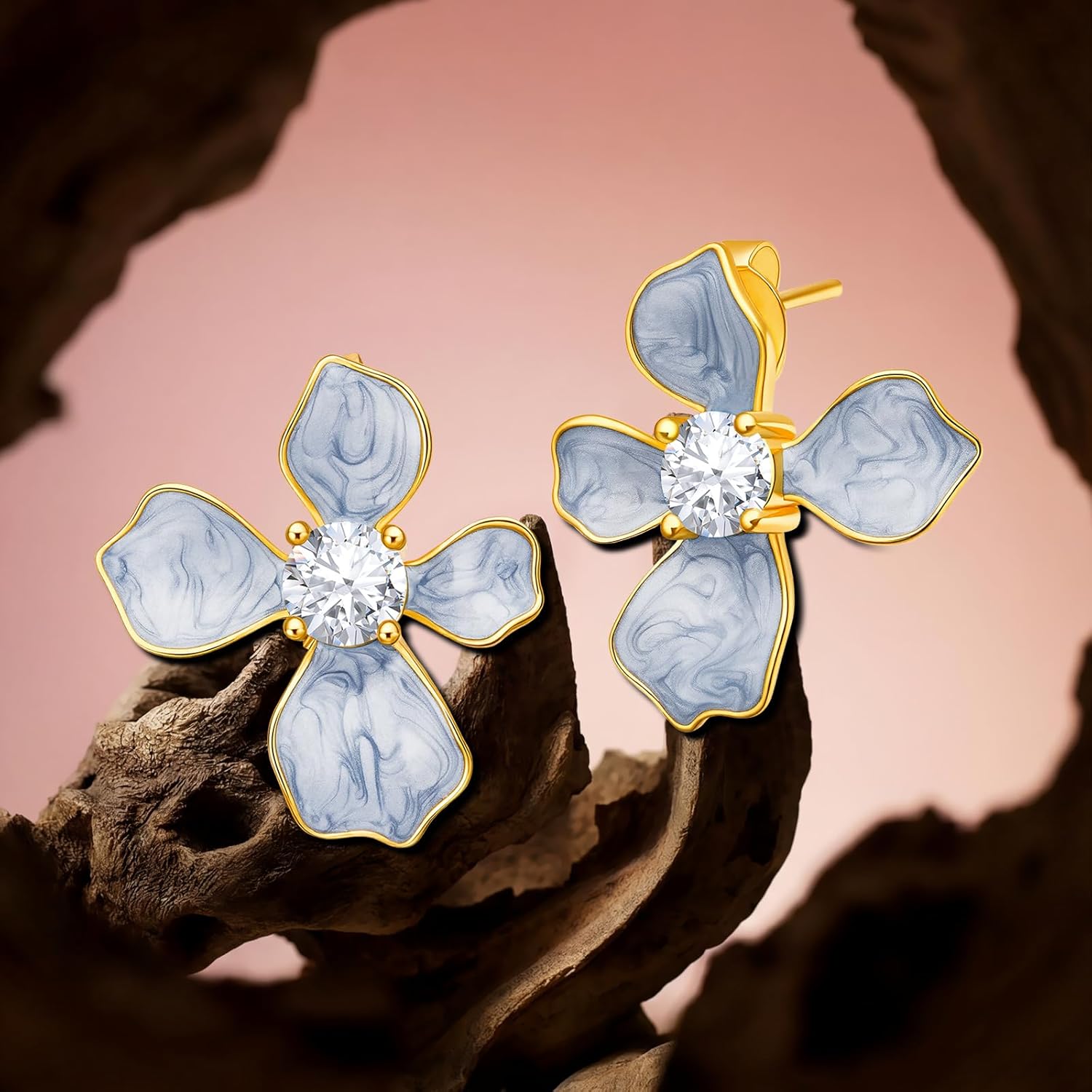 Cicy Bell Flower Earrings for Women 14k Gold Plated Boho Petal Statement Stud Earrings Trendy Jewelry Gifts - Image 5