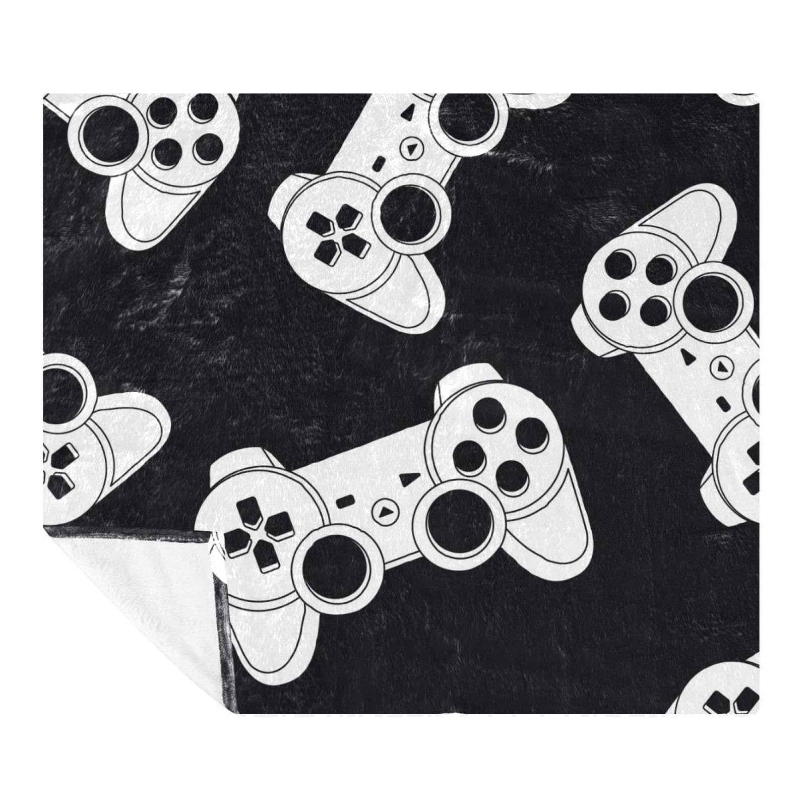 Couverture joysticks 150x130 cm : plaid microfibre doux pour lit et canapé