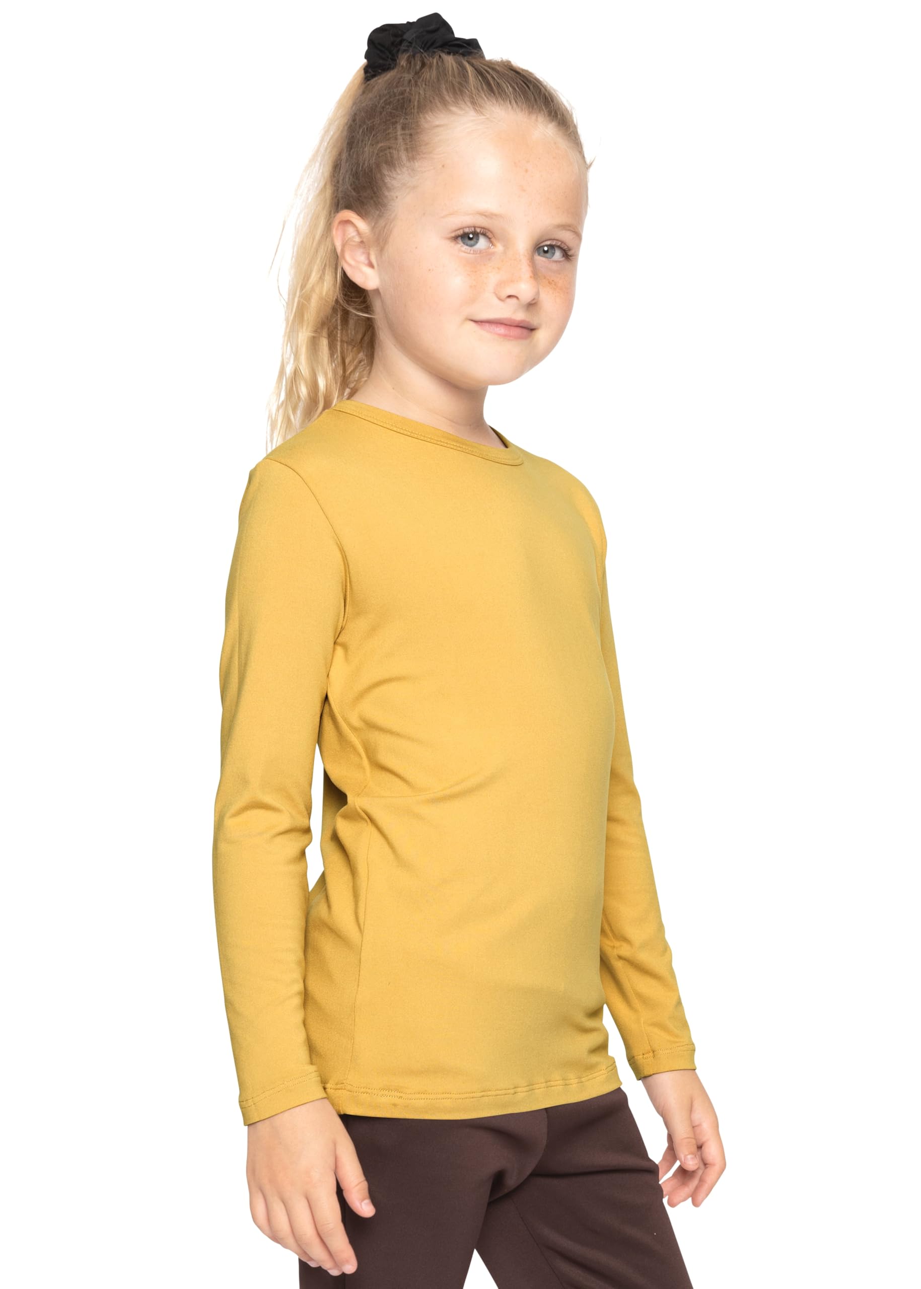 Shirts for Girls Long Sleeve Crew Neck Top, Hoodie or 3/4 Sleeve Soft Stretch Kids Lightweight Size 2-16