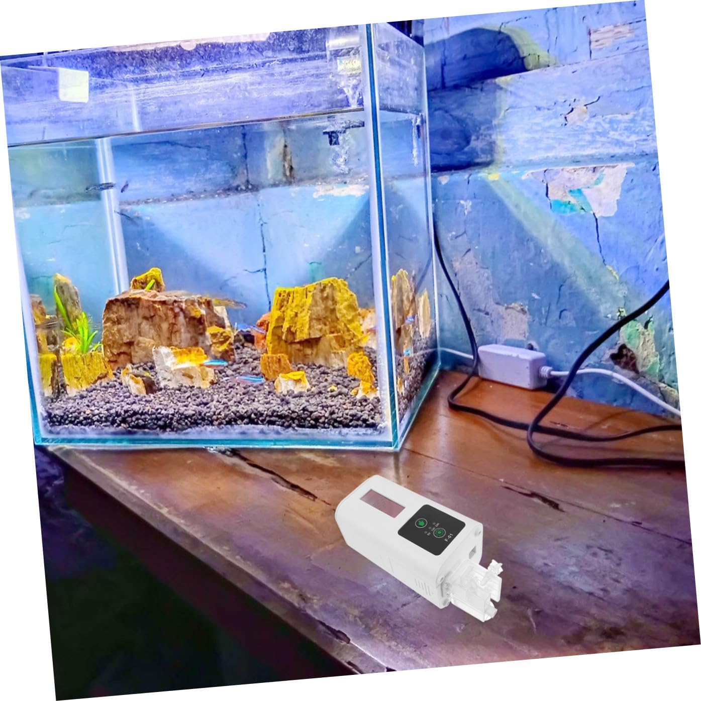 KALLORY Automatic Fish Feeder and Turtle Feeding Machine for Aquarium, Intelligent Timing Dispenser with LCD Display, Suitable for Fish Tanks and Turtle Tanks, Battery Not Included