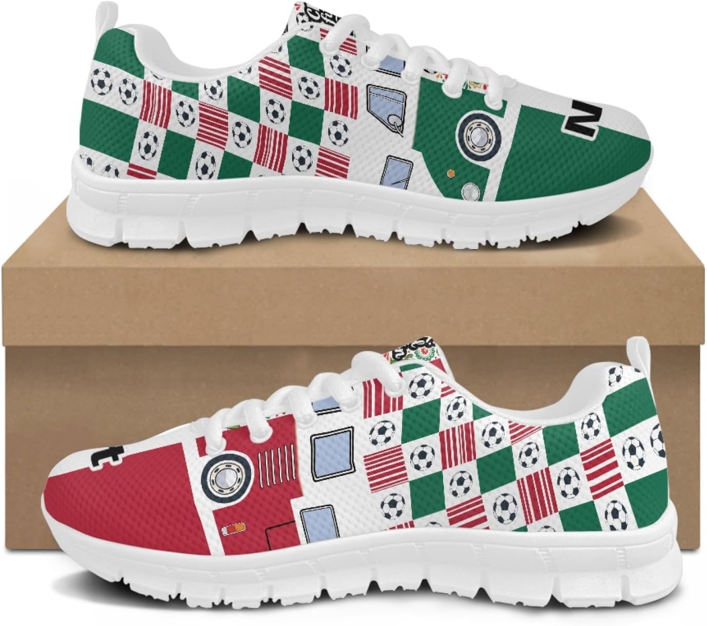 Custom Name Soccer Theme Adult Running Shoes Unisex Breathable Lightweight Non Slip Athletic Sneakers