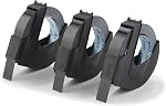 DYMO Self-Adhesive Embossing Labels, White Print on Black Tape, 3/8" x 9.8-Foot Rolls, 3 Pack