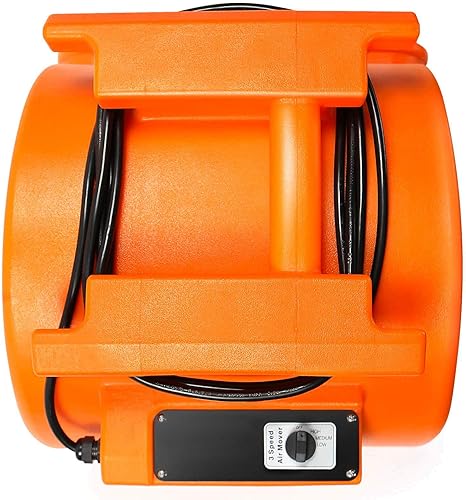 Miniatura 6 de Dryser 6pk Air Mover - Ventilador de piso industrial de 3 velocidades y 1 HP - Ventilador de secado de alfombras apilable naranja