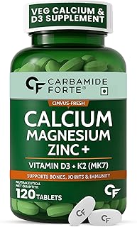 Carbamide Forte Veg Calcium And Vitamin D3 Tablets | Calcium Tablets for Women &amp; Men | Magnesium Zinc Supplement With Vita...