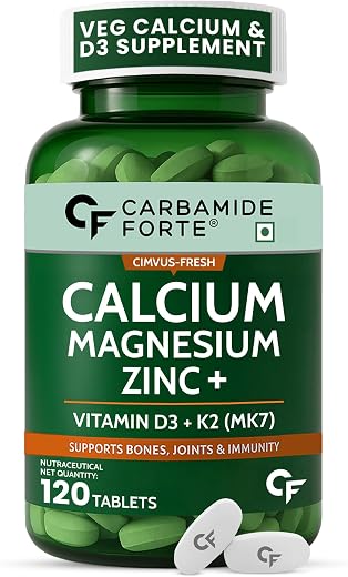 Carbamide Forte Veg Calcium And Vitamin D3 Tablets | Calcium Tablets for Women &amp; Men | Magnesium Zinc Supplement With Vita...