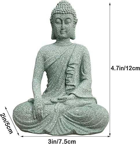 Miniatura 2 de livelyfish Estatua de Buda para acuario, decoración asiática japonesa de pecera, figuras Zen Buda, escultura de Buda de piedra, adornos para