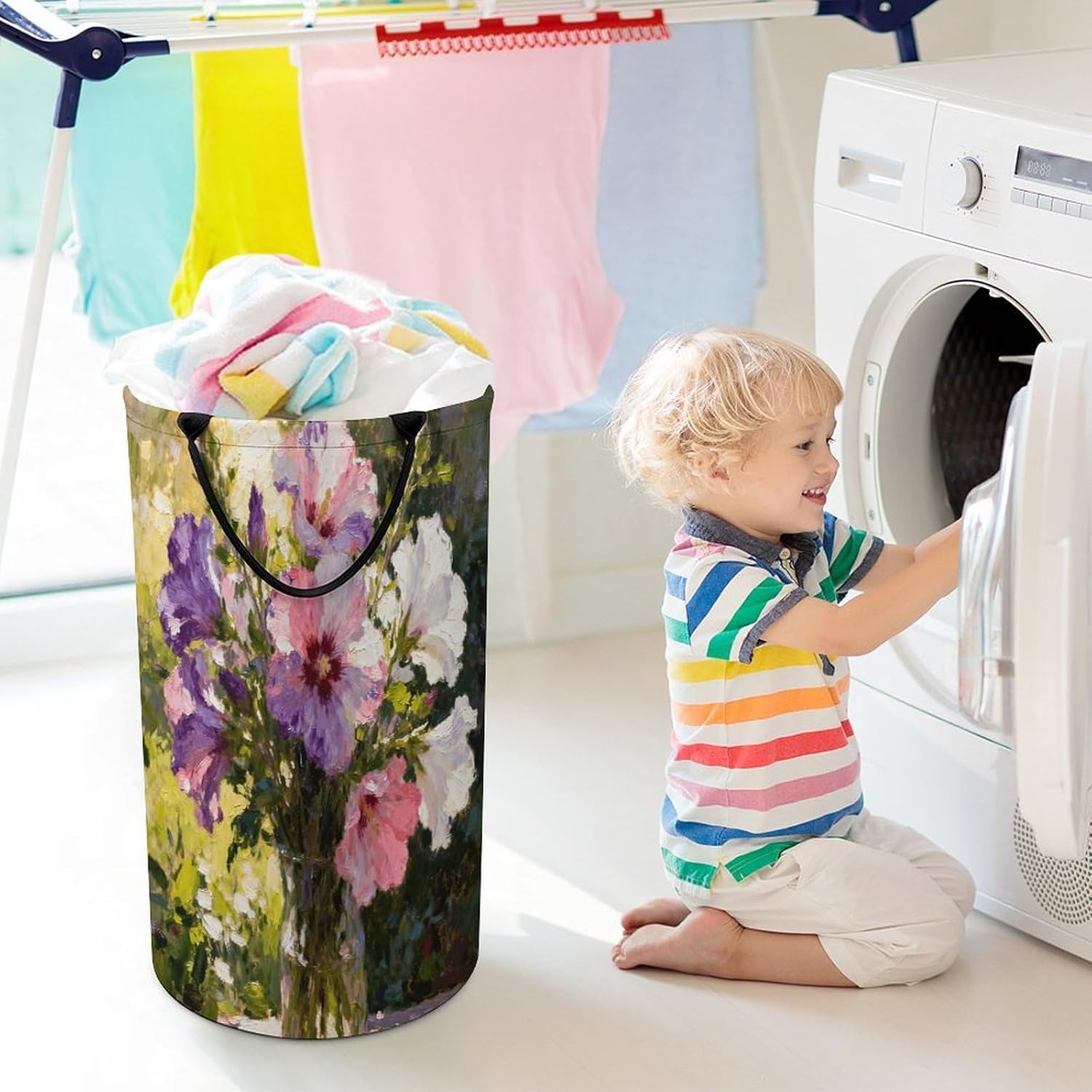 Dirty Clothes Basket Extra Large 110l Open Top Laundry Hamper With Portable Carry Handles, Foldable Waterproof Clothes Basket Spacious Laundry Bag For Bedroom Bathroom Laundry Room Dorm