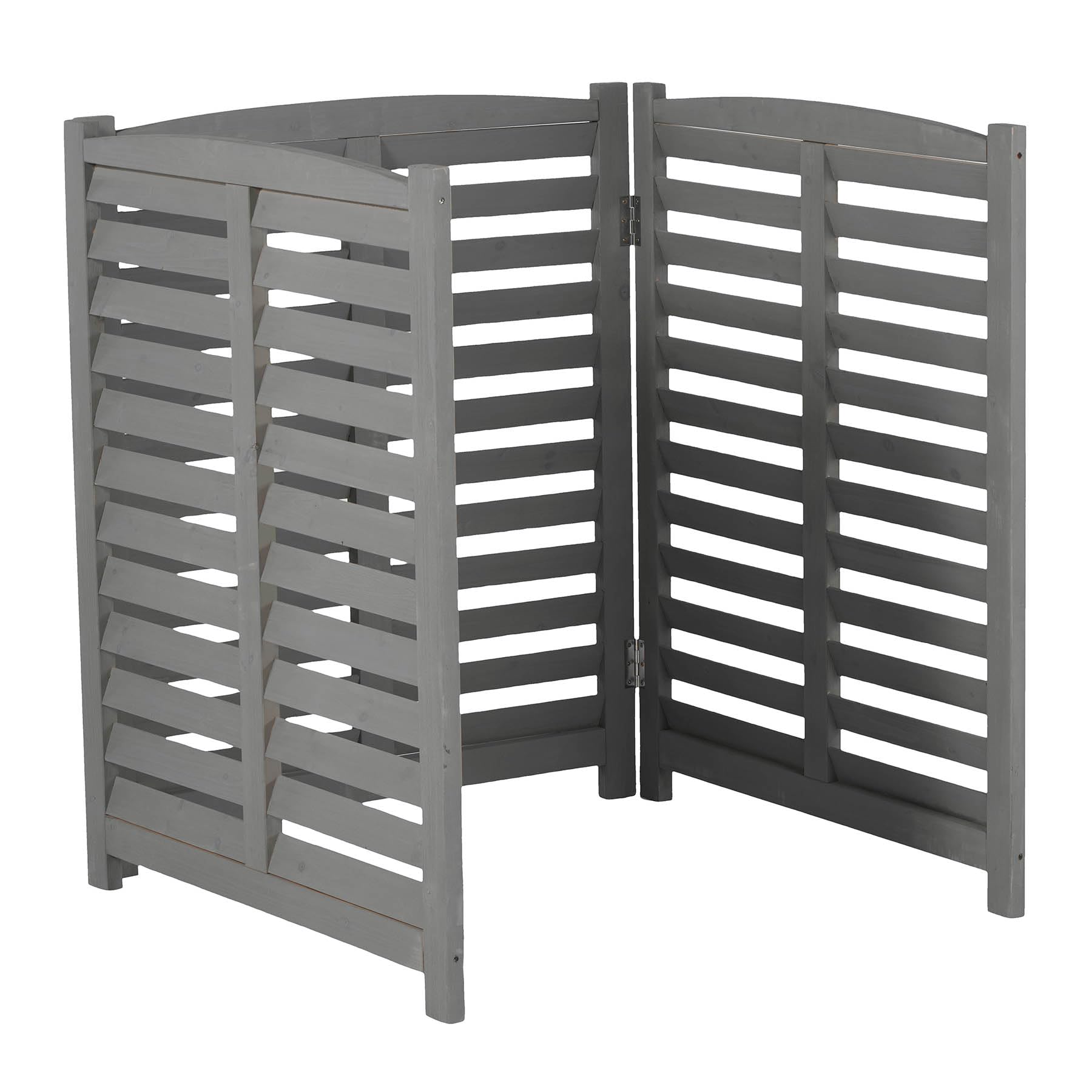 3-Panel Outdoor AC Privacy Screen - 32" W x 38" H Wooden Air Conditioner Fence with Adjustable Layout, Weather-Resistant Solid Wood Panel for Yard, Pool Pump & Trash Bin Enclosure, (Grey)