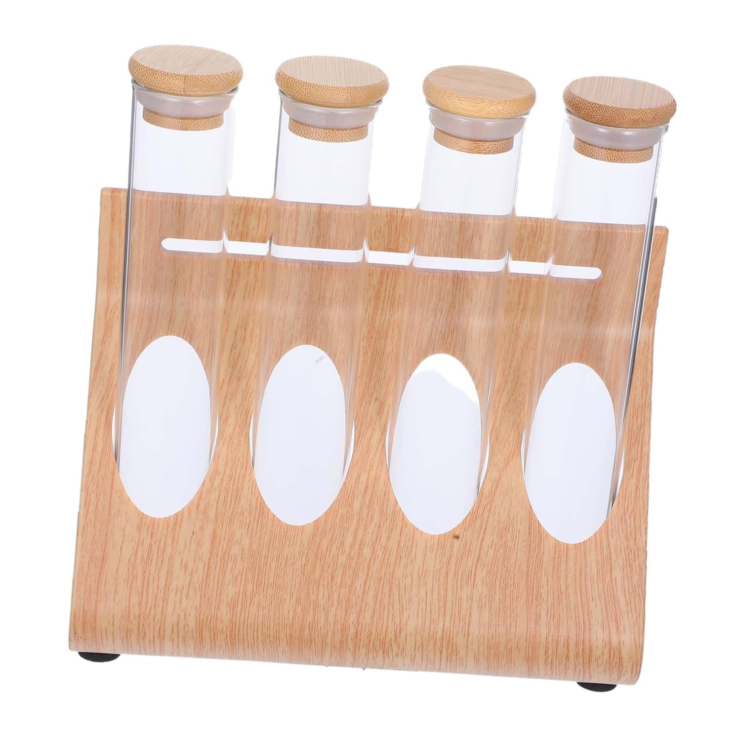 VALICLUD 1Set Clear Glass Tube Storage Rack for Coffee Beans Tea and Spices Multi Functional Display Organizer for Kitchen Countertop Wall Mount Premium Quality Container