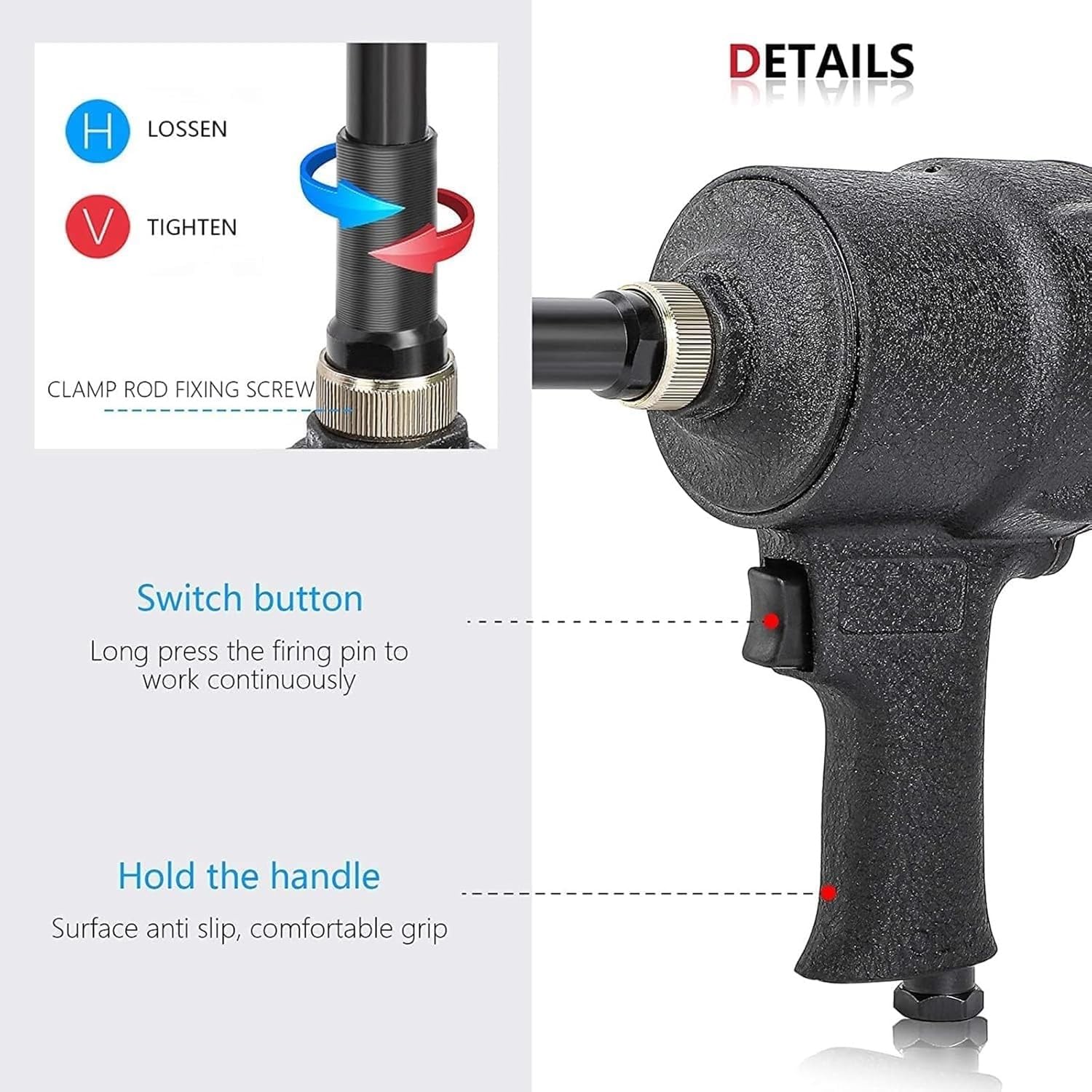 Perforateur de trous for l'artisanat du cuir à faire soi-même, perforateur de trous d'air industriel professionnel, perforateur de trous pneumatique de 3,2 à 8 mm, marges réglables, tête de serrage ro