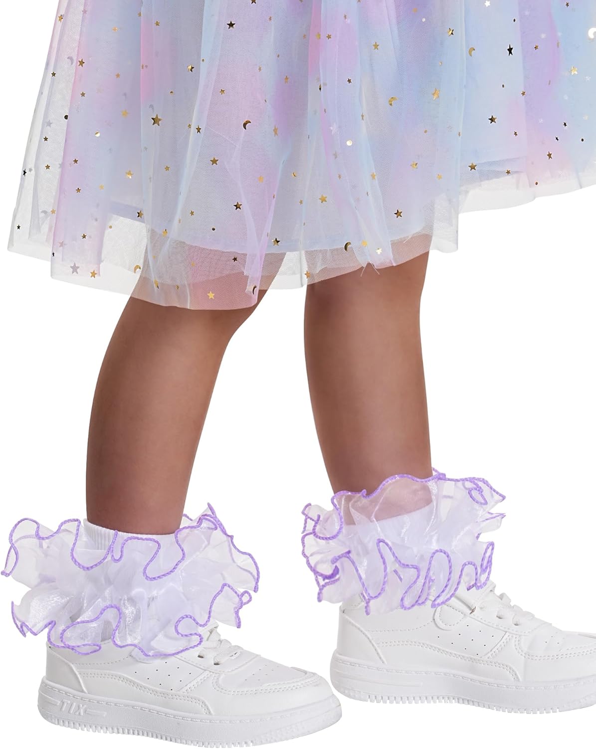 Witwot Girls Ruffle Socks Toddler Double Lace Frilly Pageant Dress Sock Turn Cuff Socks - Image 2