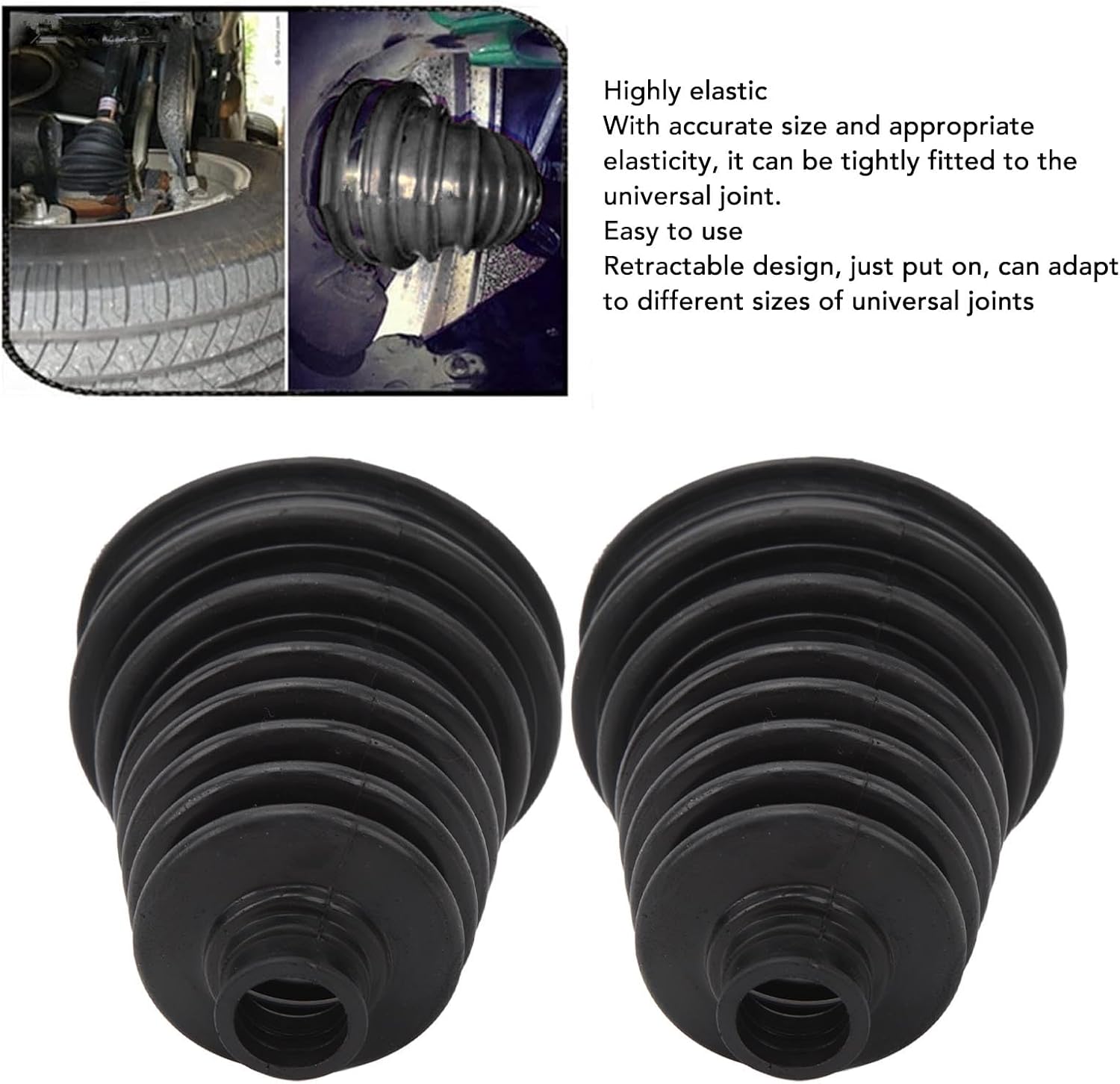 2 PCS CV Joint Boot Kit, Universal Flexible CV Axle Boot with Clamps, Constant Velocity Joint Boot Set Repair Kit for Cars