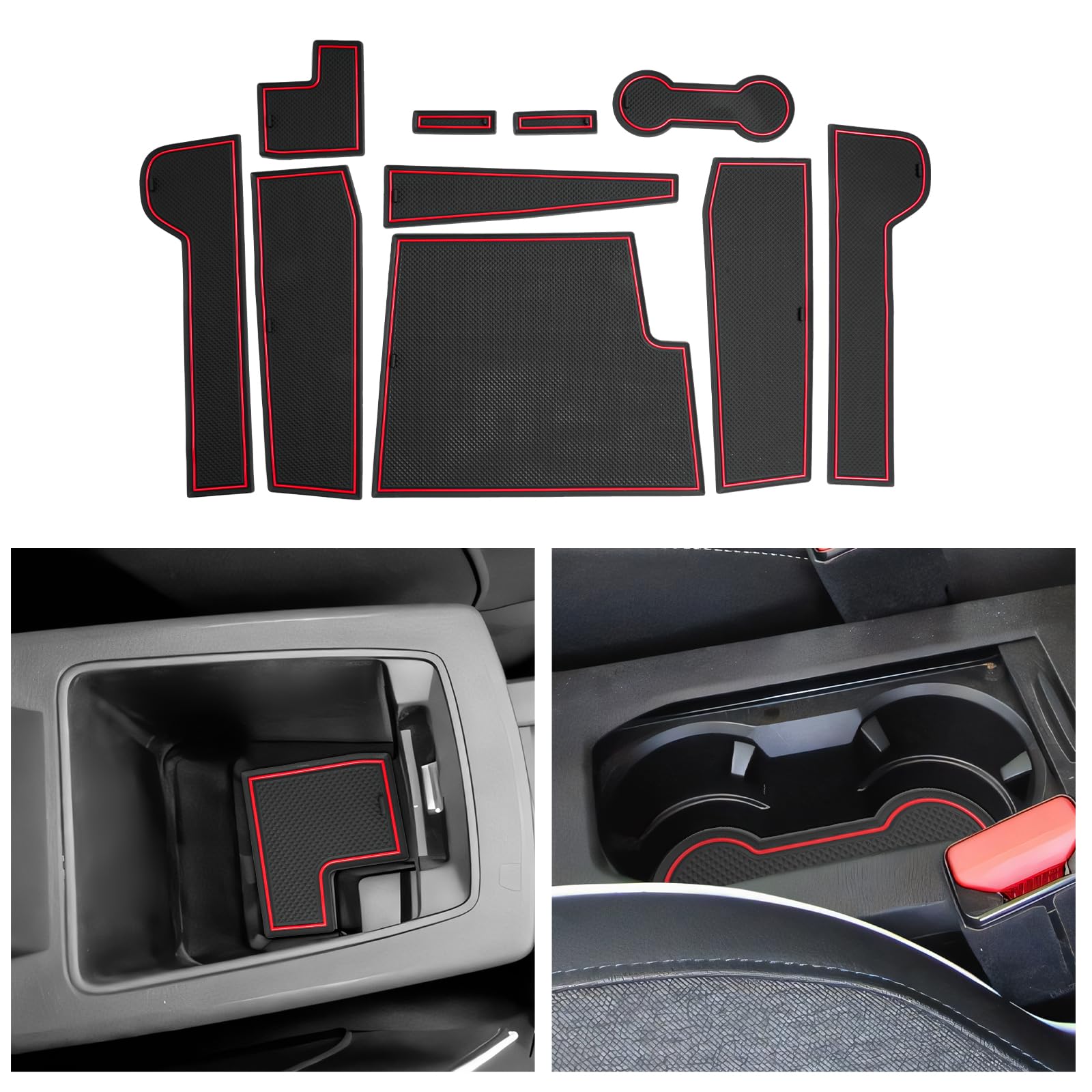 CDEFG Compatibile con Renault Clio 5 2019-2023 2024 Tappetino per console centrale antiscivolo in gomma Clio V Accessori (Rosso, Freno elettronico)