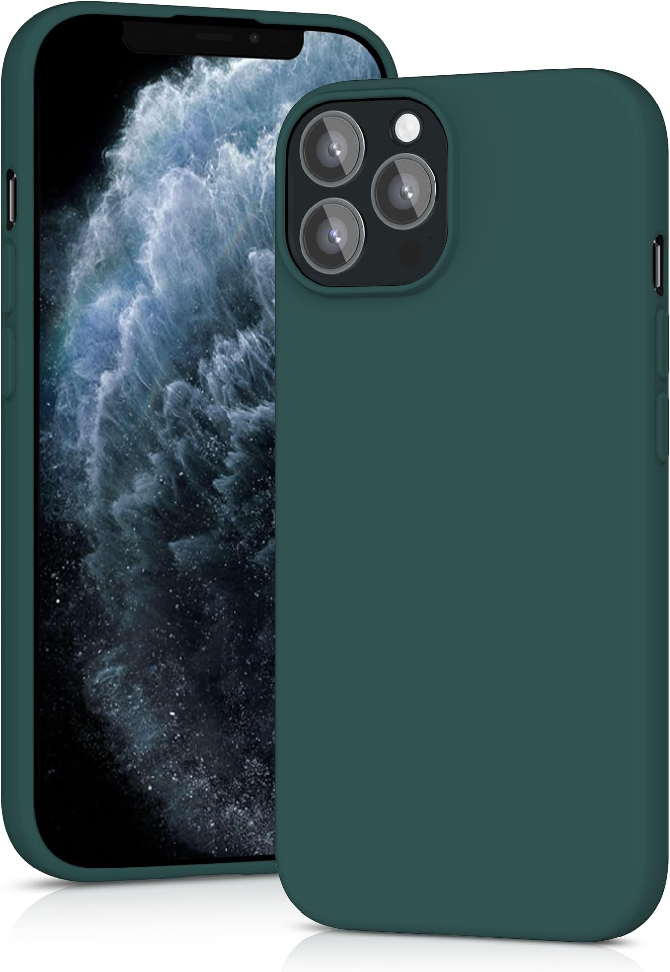 YATWIN Silicone Case for iPhone 11 Pro Max, Soft-Touch, Shockproof, DustProof, Antiskid Full Body Armour Phone Cover for Apple iPhone 11 Pro Max - Dark Green