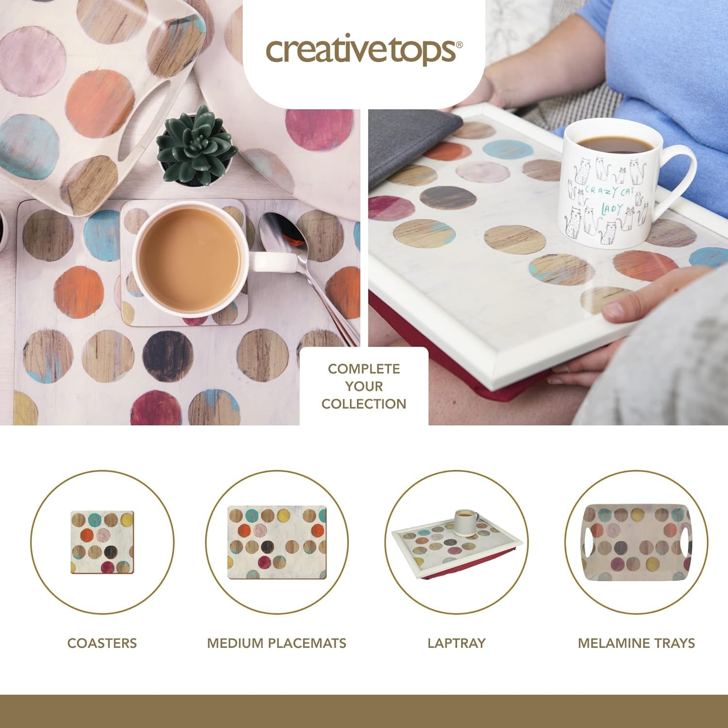 Creative Tops Retro Spot Set di 4 Tovagliette all'Americana con Dorso in Sughero, Misura Grande, in Legno, Multicolore, 4 Pezzi