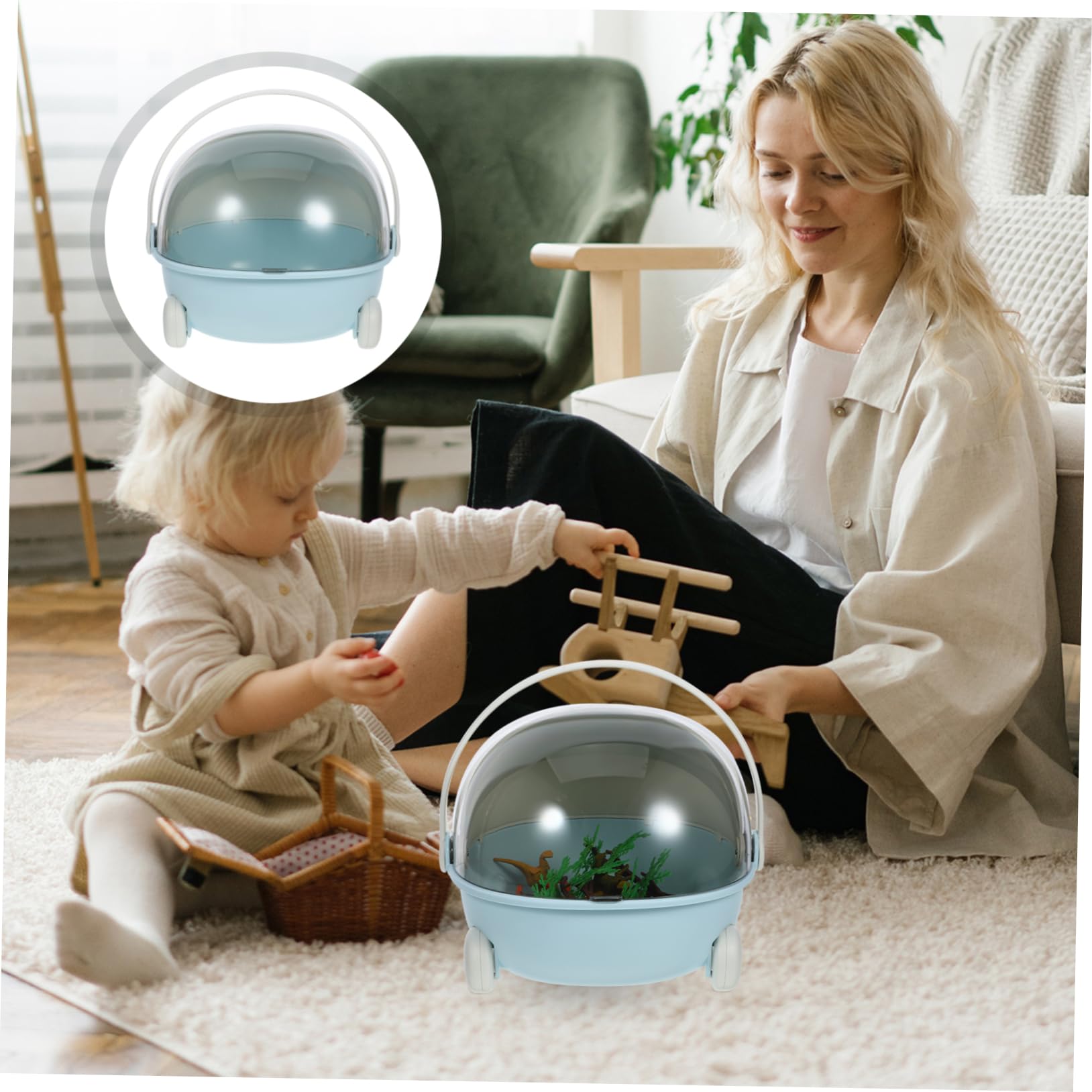 TOPPERFUN Toy Storage Container Desktop Storage Box Boys and Girls Toy Organizer