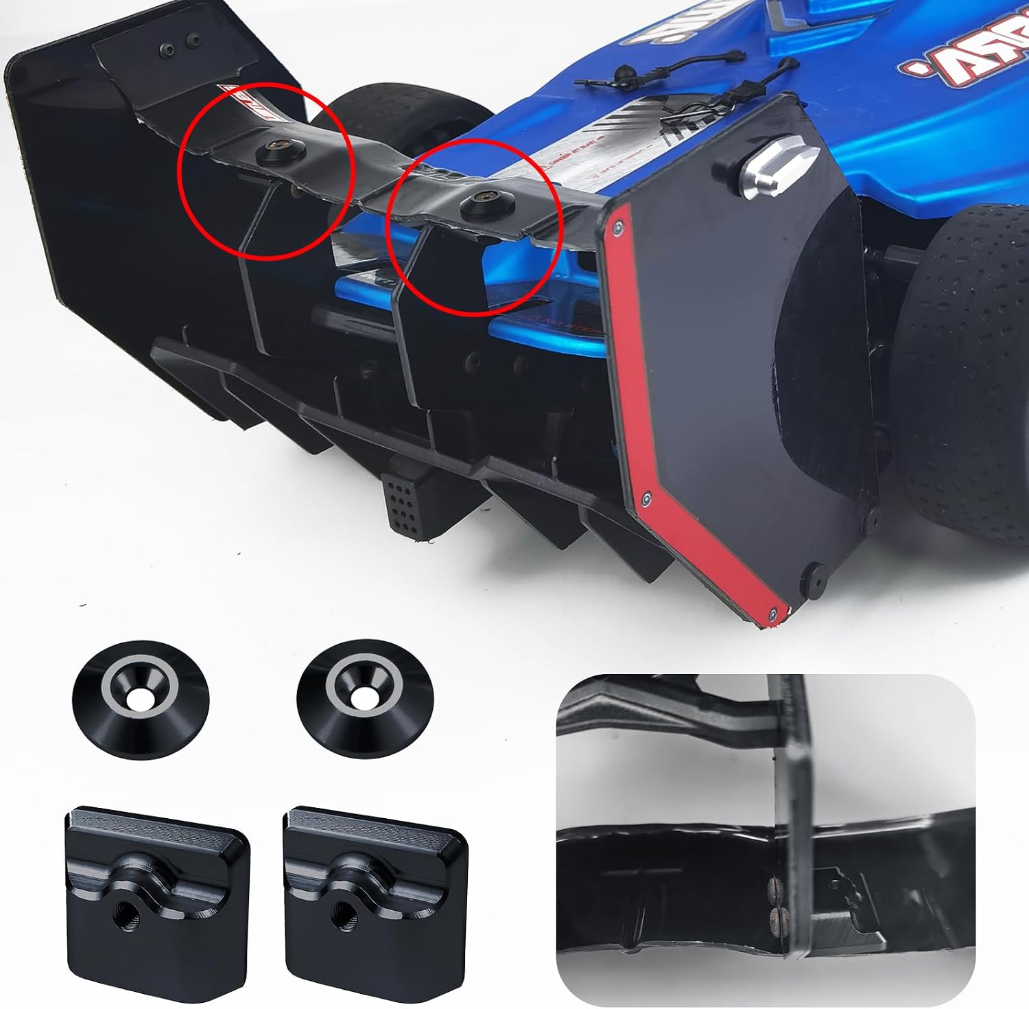 Metal Rear Wing Fixed Mount Upgrade Parts for 1/7 ARR-ma Limitless F1 RC Car Crawler (Black)