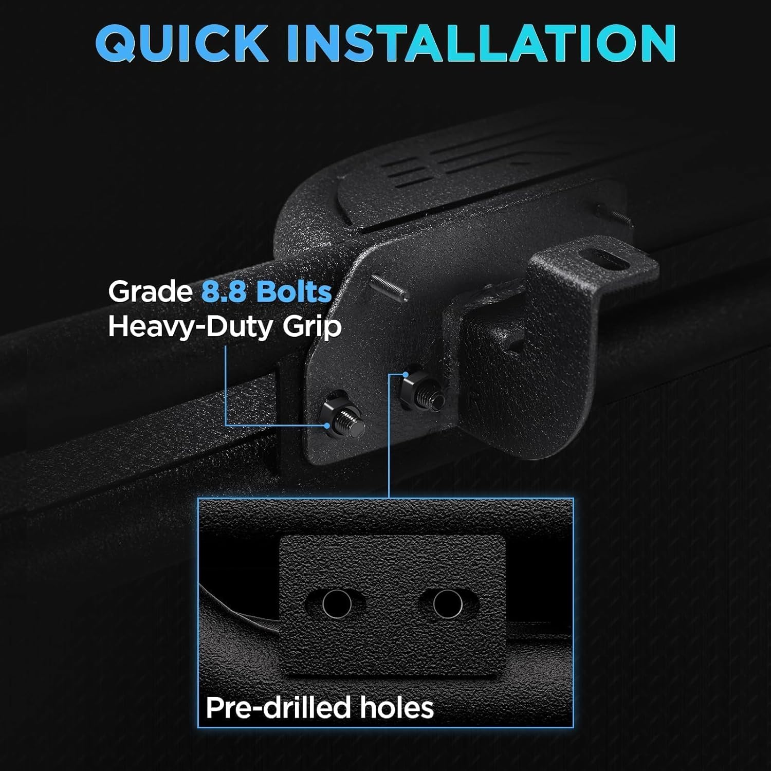 PZ Running Boards for 2007-2018 Chevy Silverado/GMC Sierra 1500, 2007-2019 for 2500HD 3500HD Double Cab, 2019 LD, Heavy Duty Carbon Steel Drop Down Side Steps Rails Nerf Bars