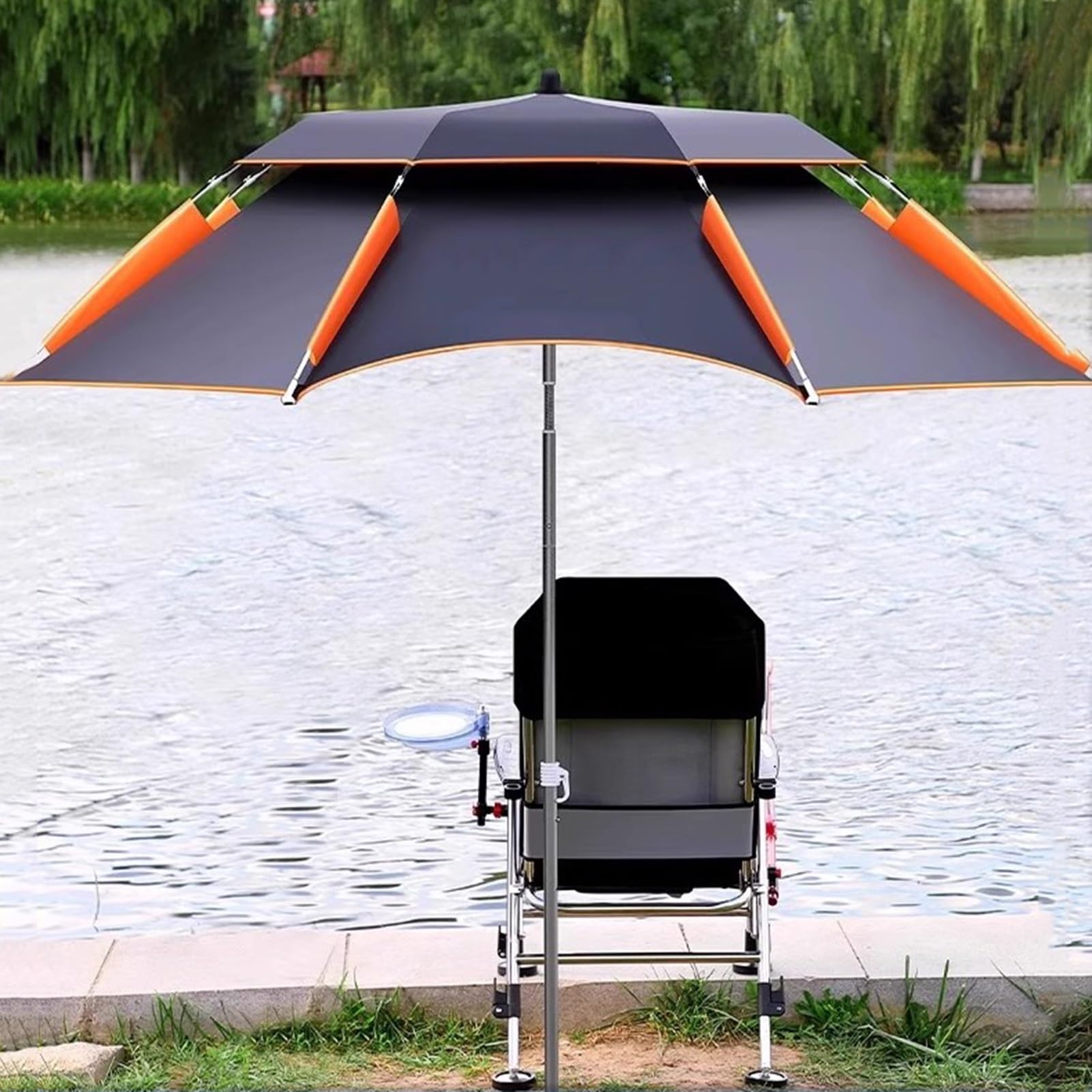 Obrót o 360° Parasol Wędkarski, Przenośny Parasol Zewnętrzny, Aluminiowy Parasol Plażowy do Basenu Ogrodowego