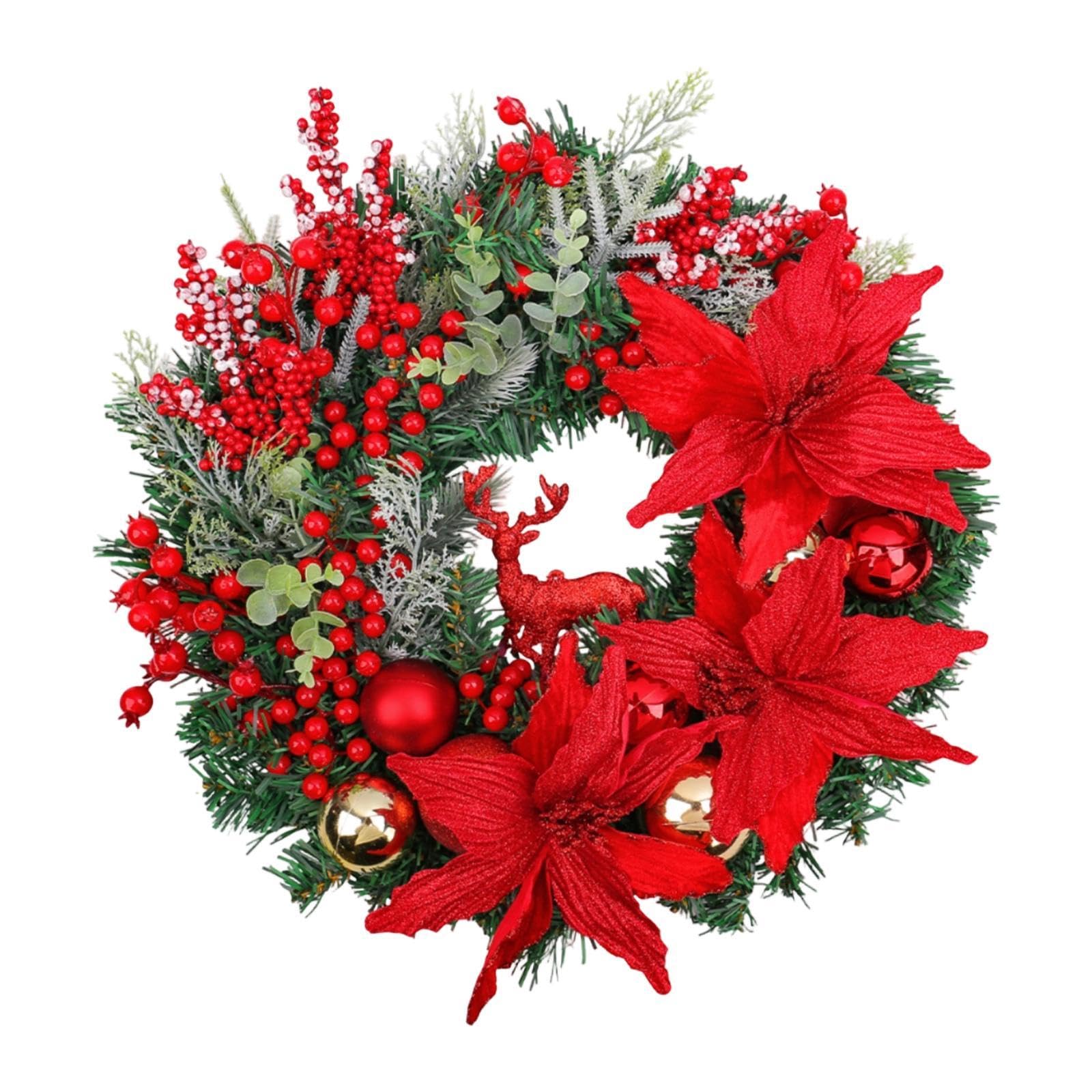 Couronne de Noël pour porte avec boule dorée réaliste chic de 40 cm