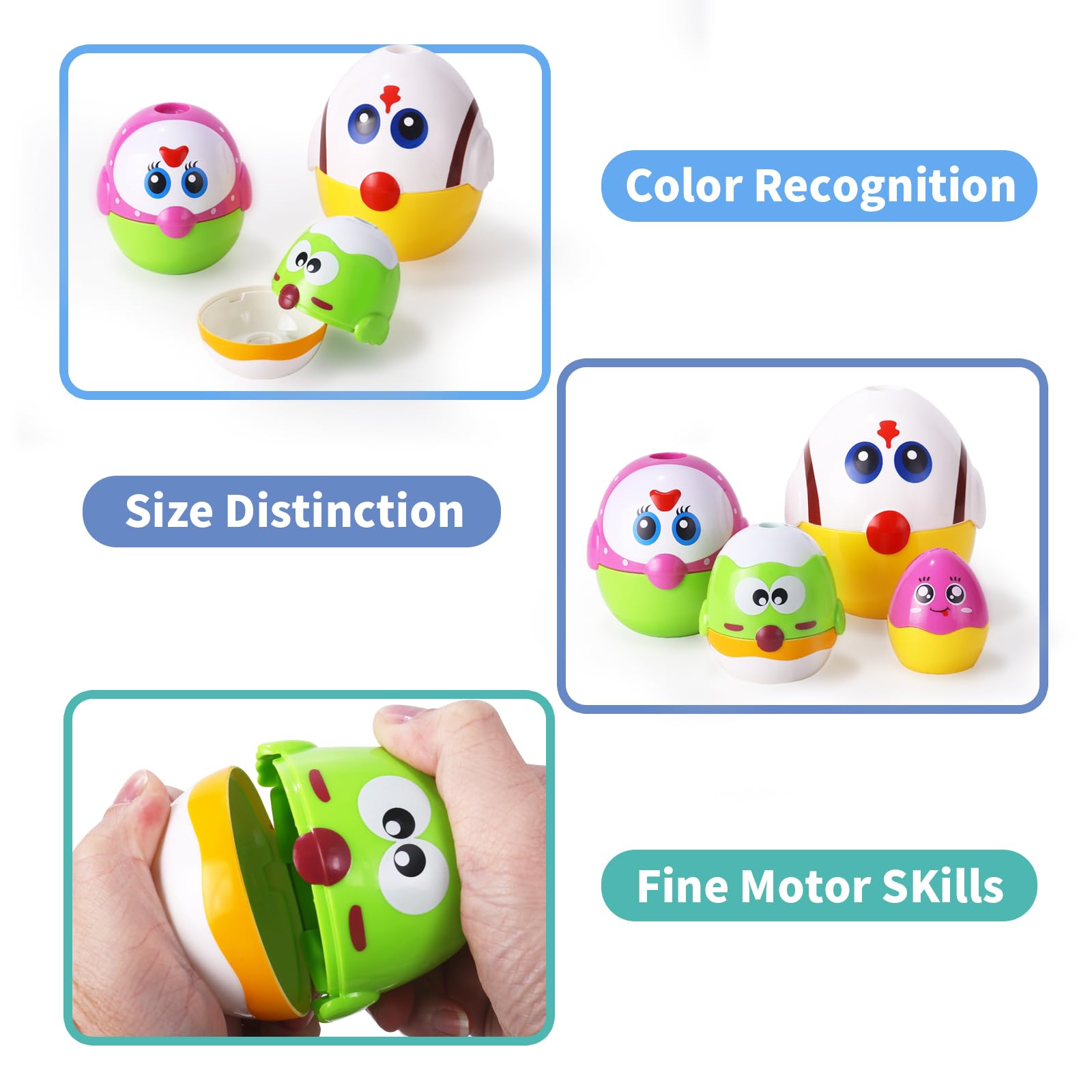 MOONTOY Jouet Bebe 1 An 6 PCS Œufs Assortis Plastique Dinosaure Jeu Educatif 1 An Jouet Formes Et Couleurs Montessori Jouet Sensoriels Pour Bébés 18 Mois Journée Des Enfants Cadeau 1 2