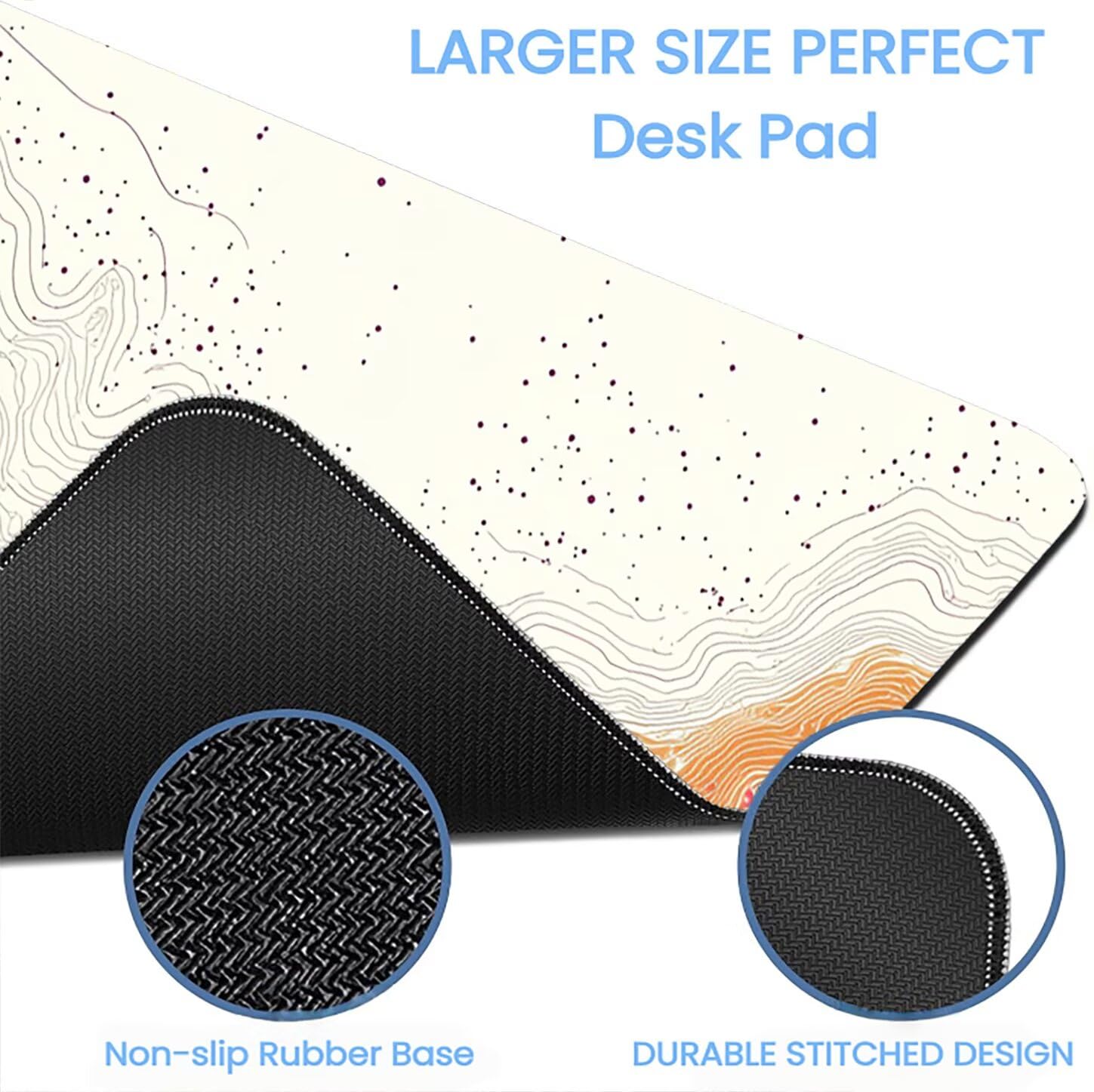 Lpfieonn Rosa Großes Schreibtischunterlage, XXL Schreibtischunterlagen, Beige XXL Wasserdicht Gaming Mousepad mit Vernähter Rand und Rutschfeste Gummibasis, für Laptop/Hause/Büro 120x60cm PF-3089